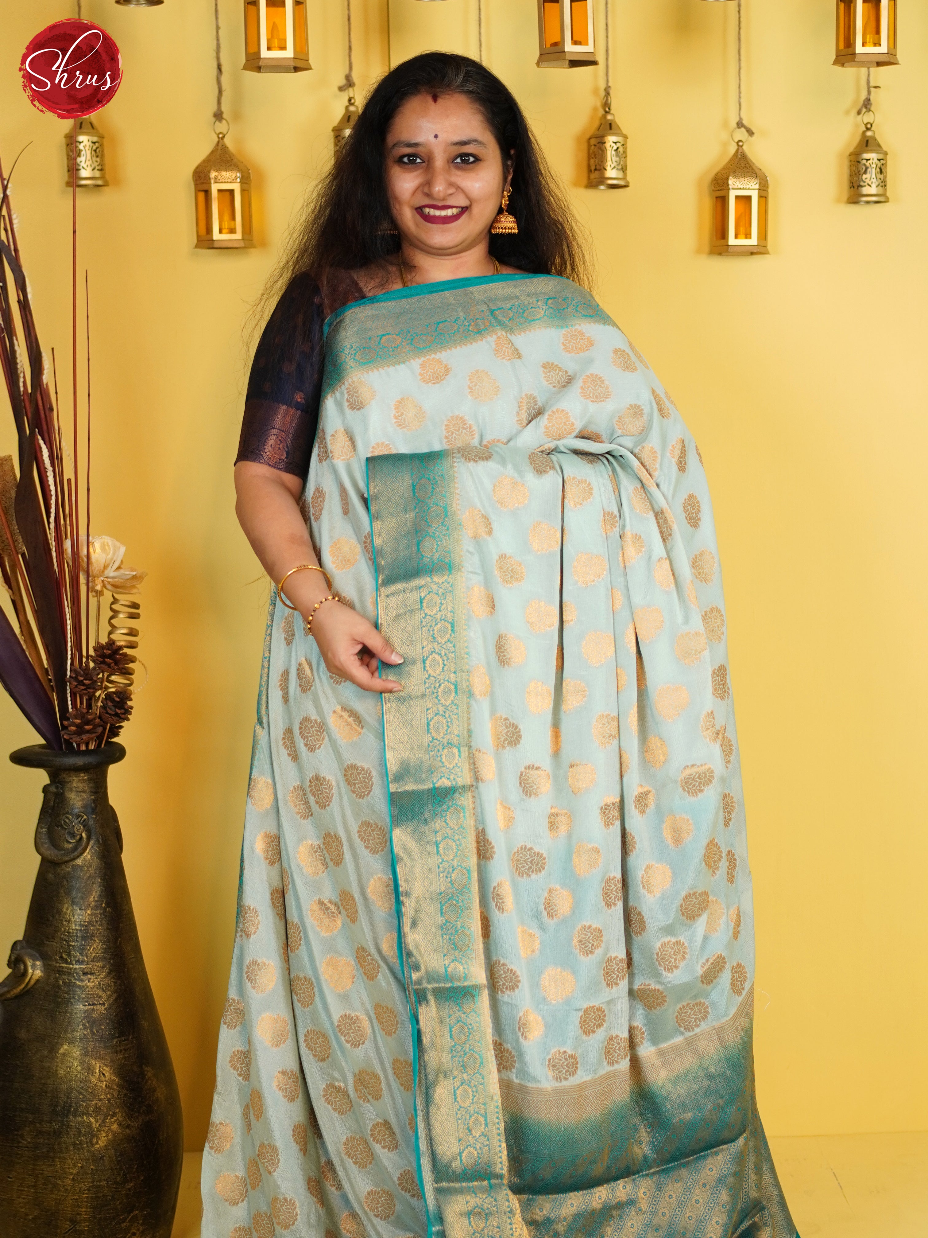 Light Blue & Blue - Semi Georgette Saree - Shop on ShrusEternity.com