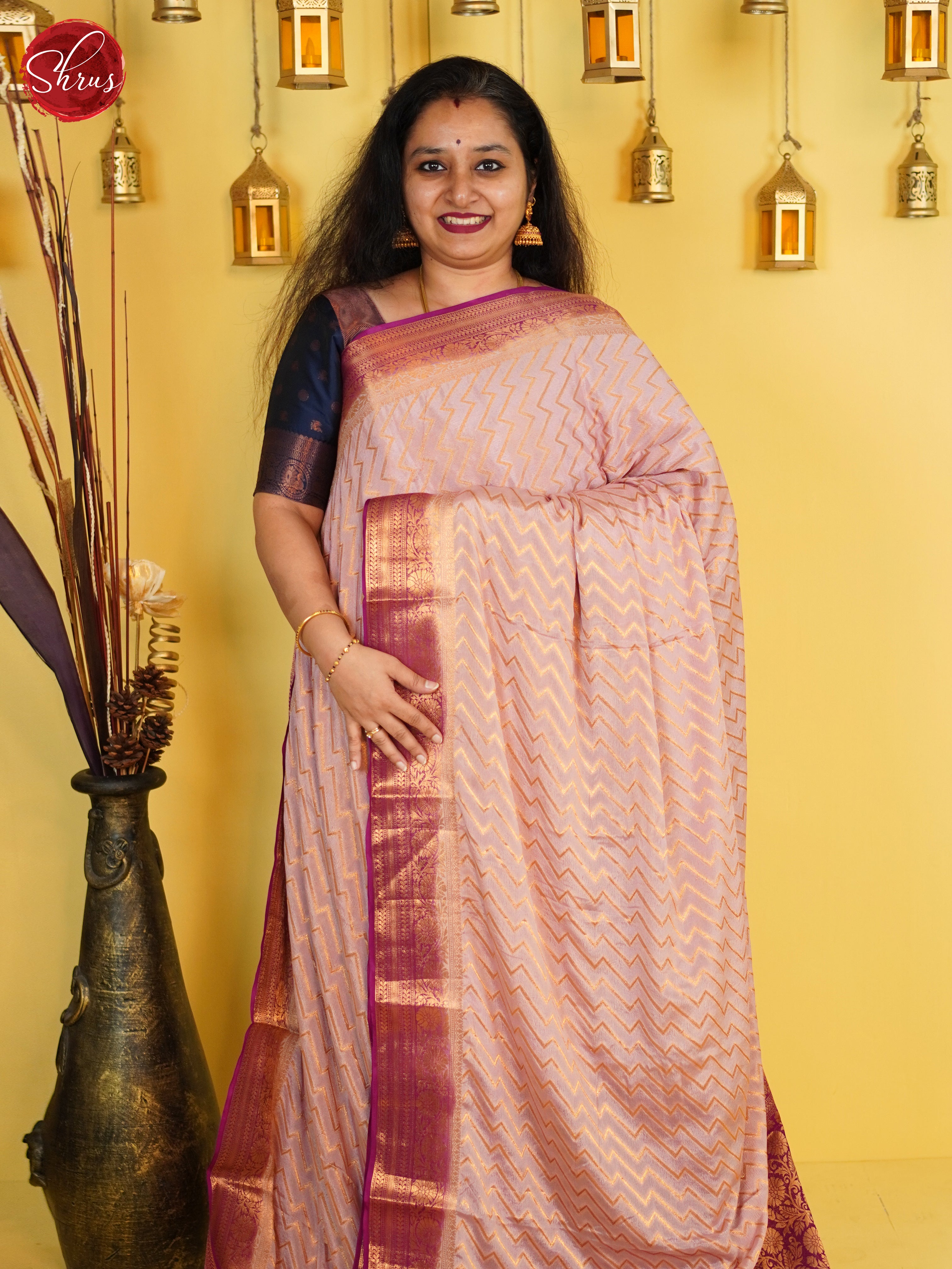 Peachish Pink & Pink - Semi Georgette Saree - Shop on ShrusEternity.com