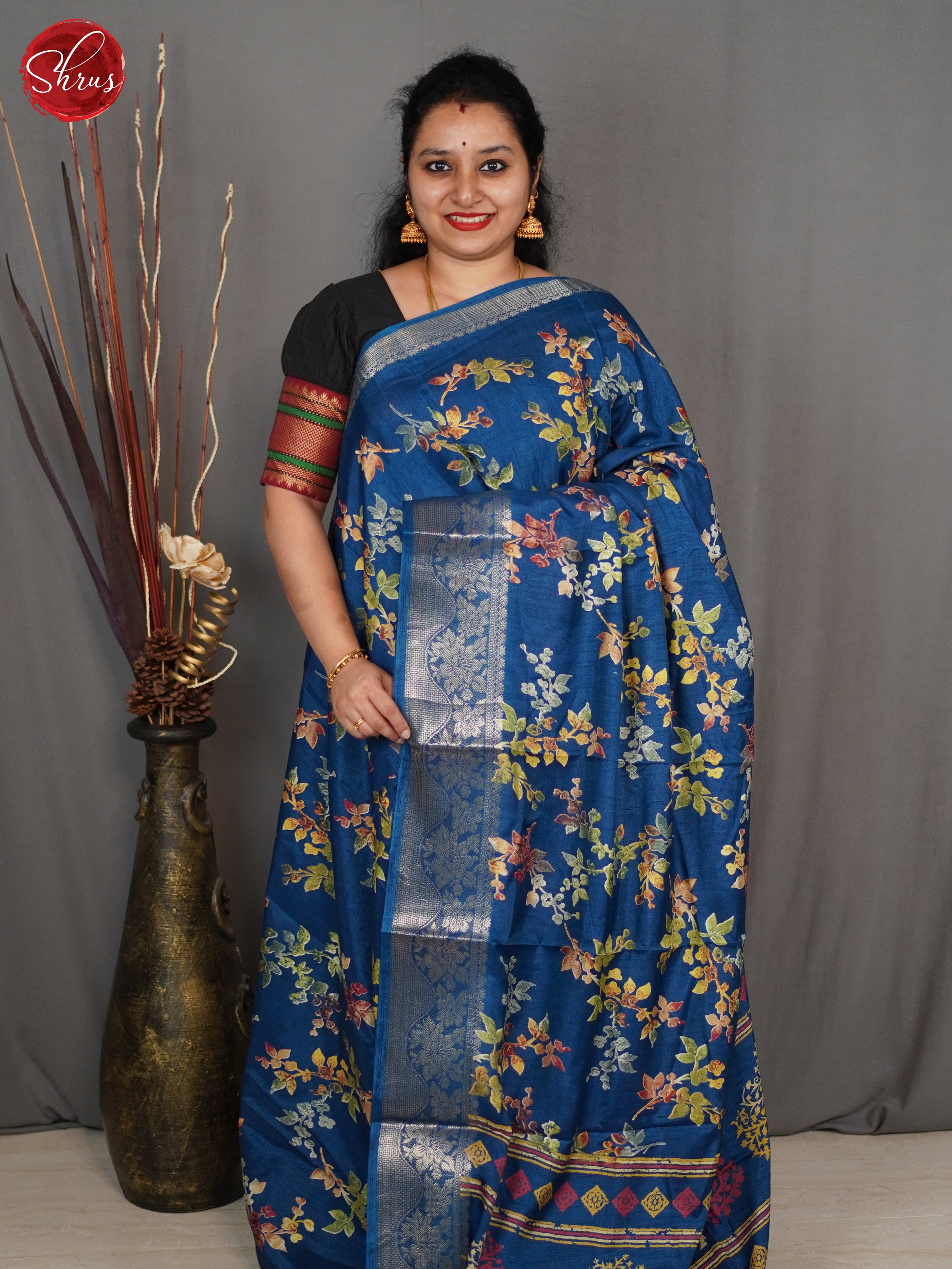 Blue(Single Tone) - Semi Crepe  Saree - Shop on ShrusEternity.com