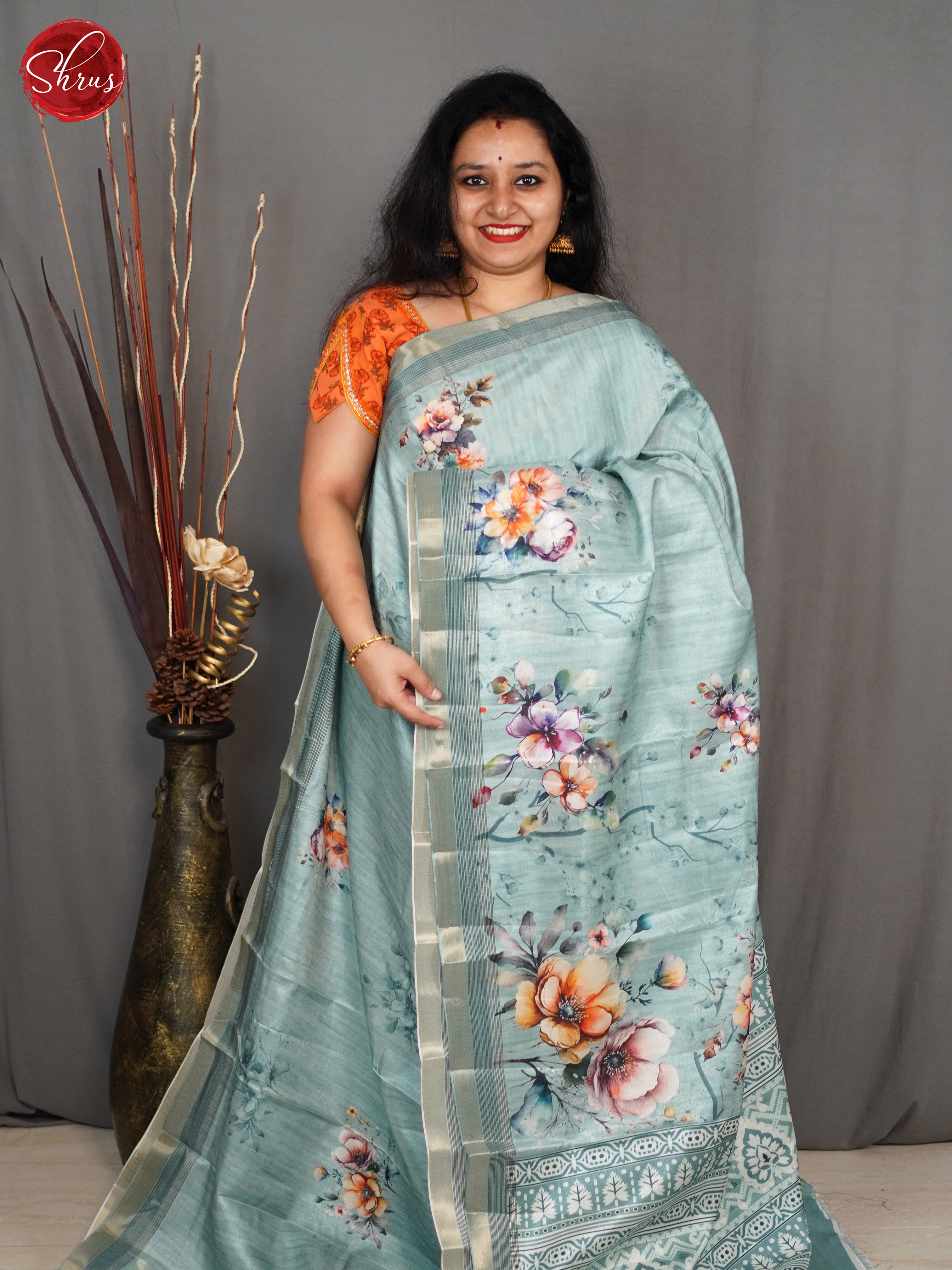 Green(Single Tone) - Semi Tussar Saree - Shop on ShrusEternity.com