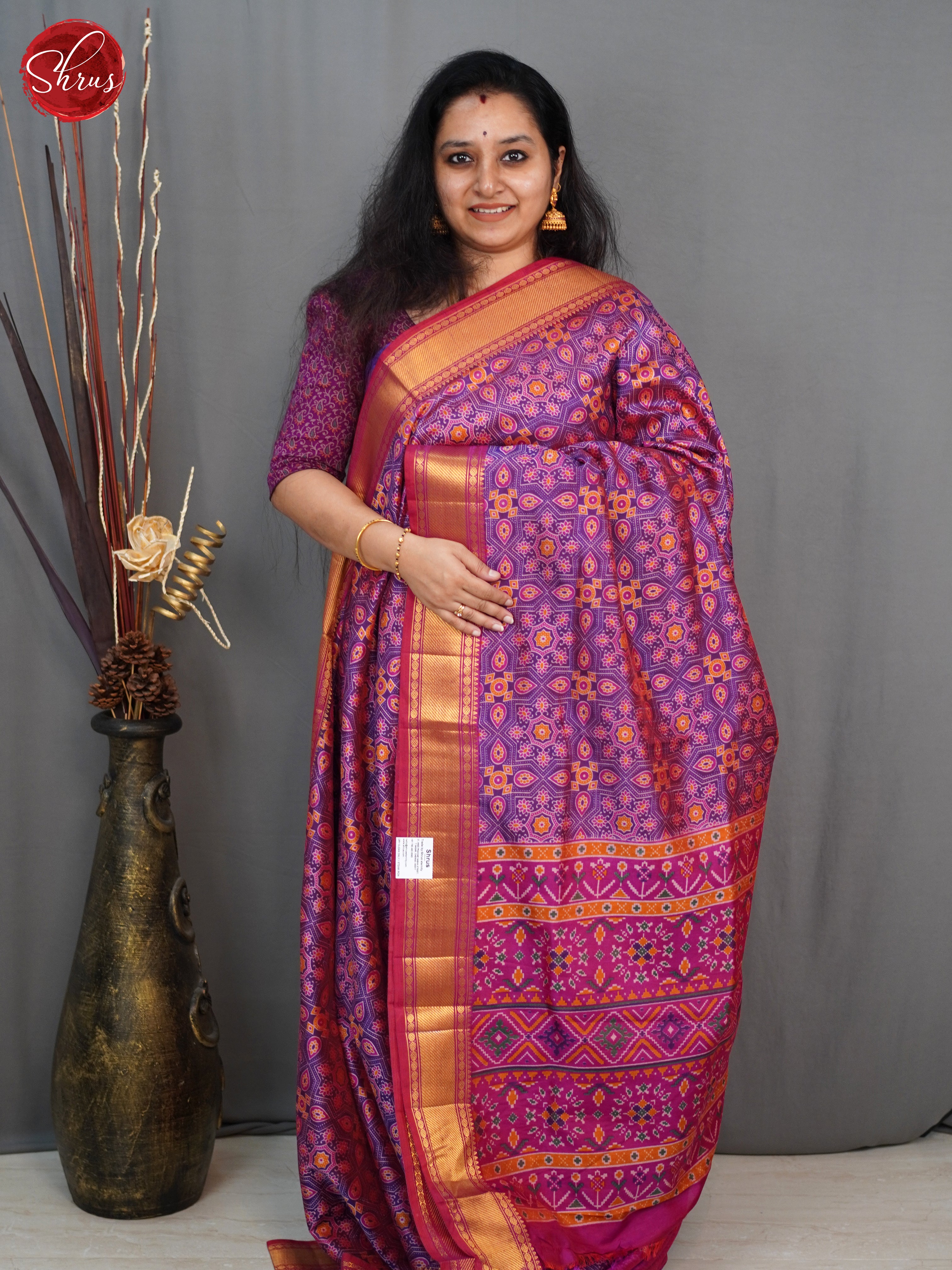 Violet & Pink - Semi Patola Saree - Shop on ShrusEternity.com