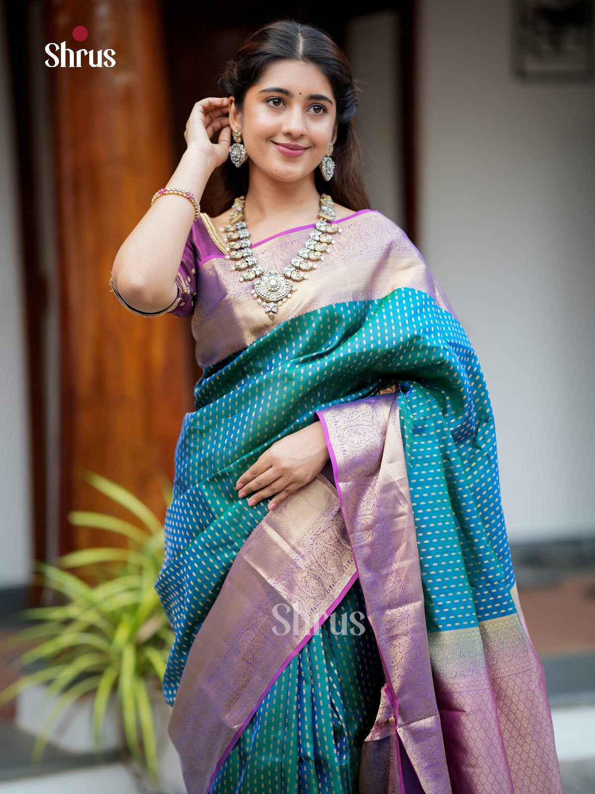 EAS28186 - Kanchipuram-halfpure - Saree - Shop on Shrus.com