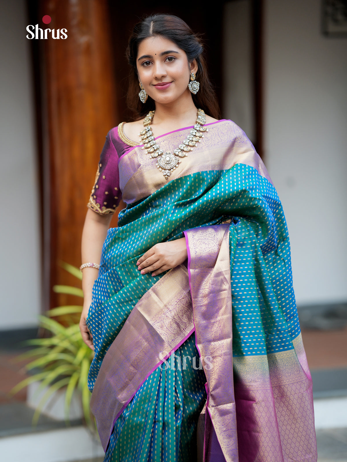 EAS28186 - Kanchipuram-halfpure - Saree - Shop on Shrus.com
