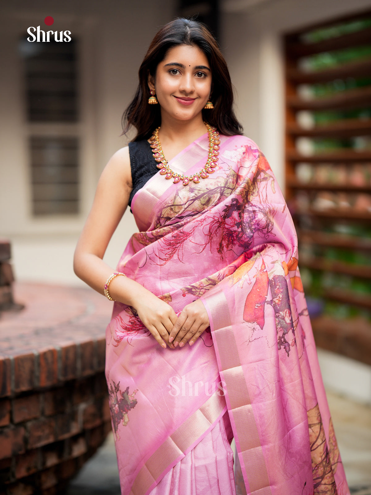 Pink- Semi Rawsilk - Saree - EAS22051 - Shop on Shrus.com