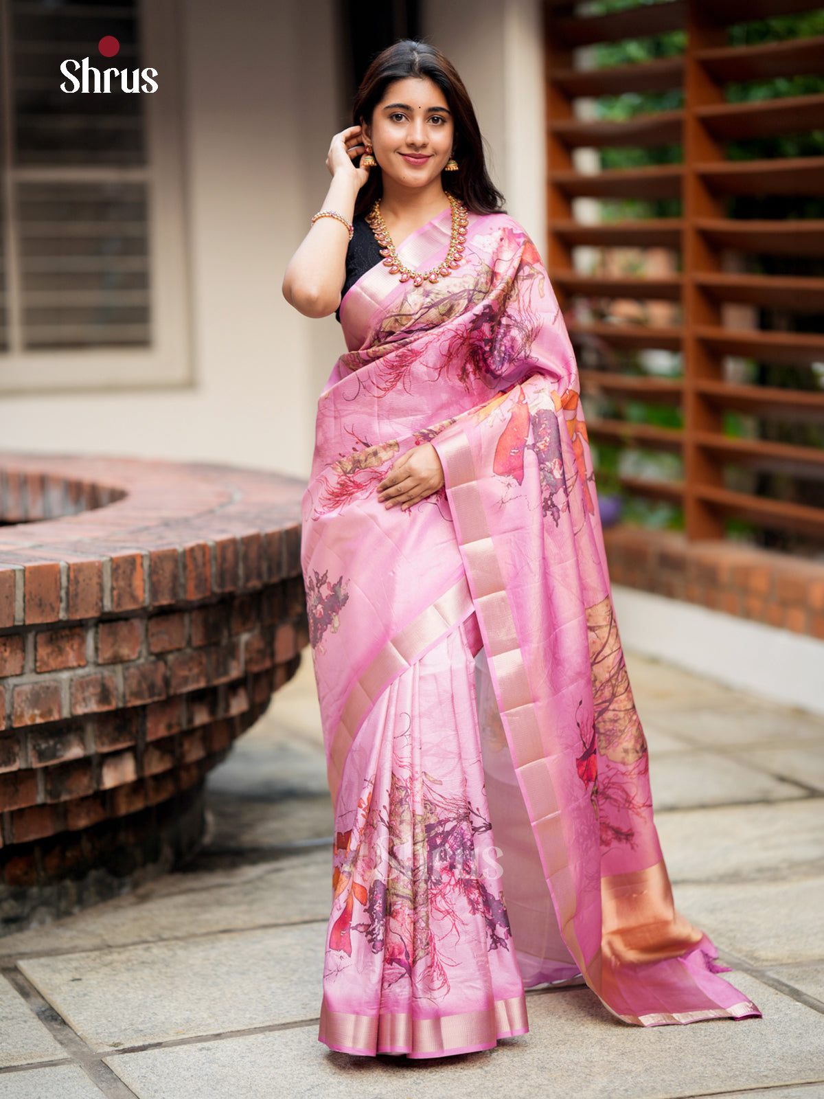 Pink- Semi Rawsilk - Saree - EAS22051 - Shop on Shrus.com