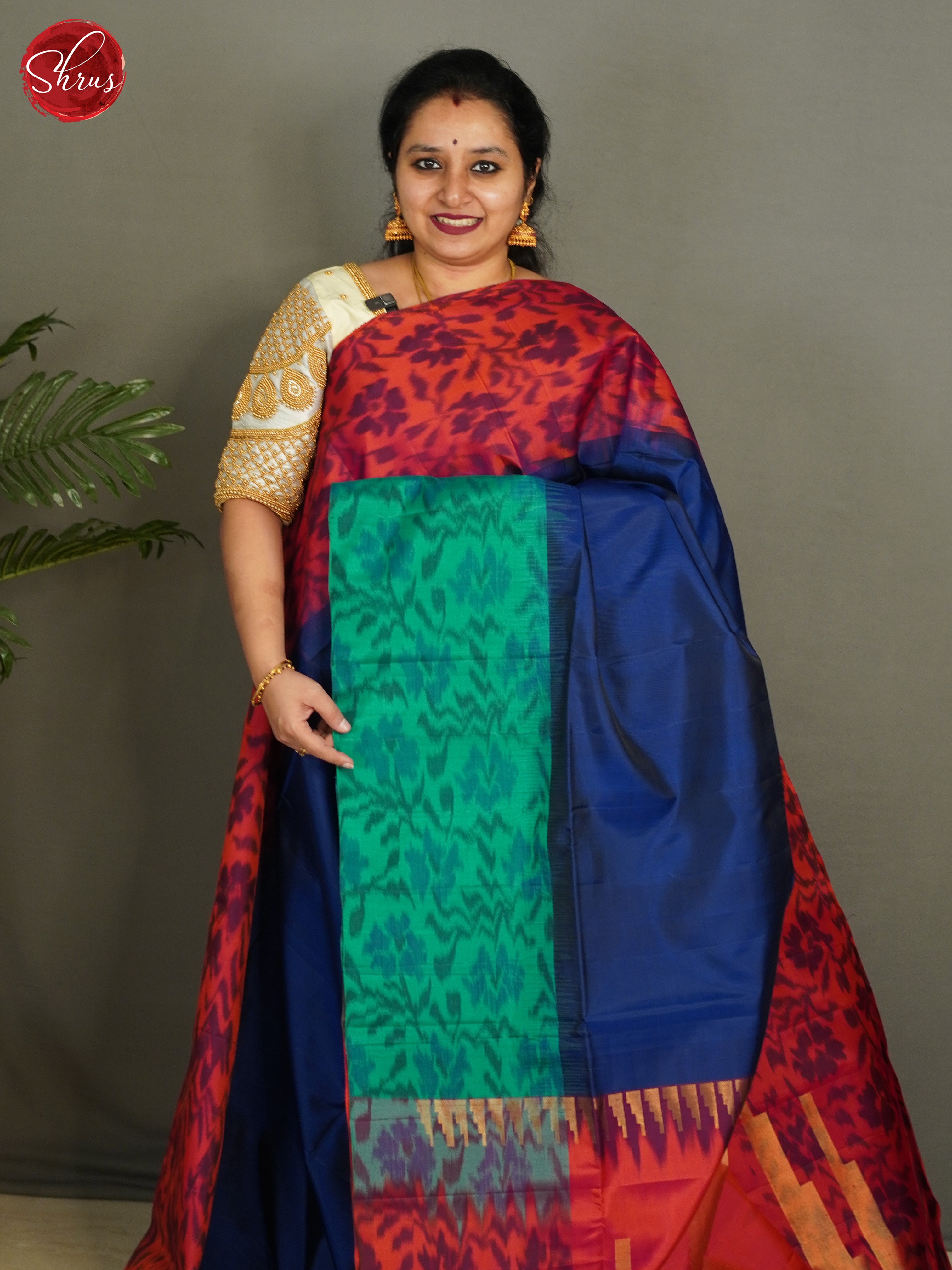 Blue & Orange - Soft Silk Saree - Shop on ShrusEternity.com