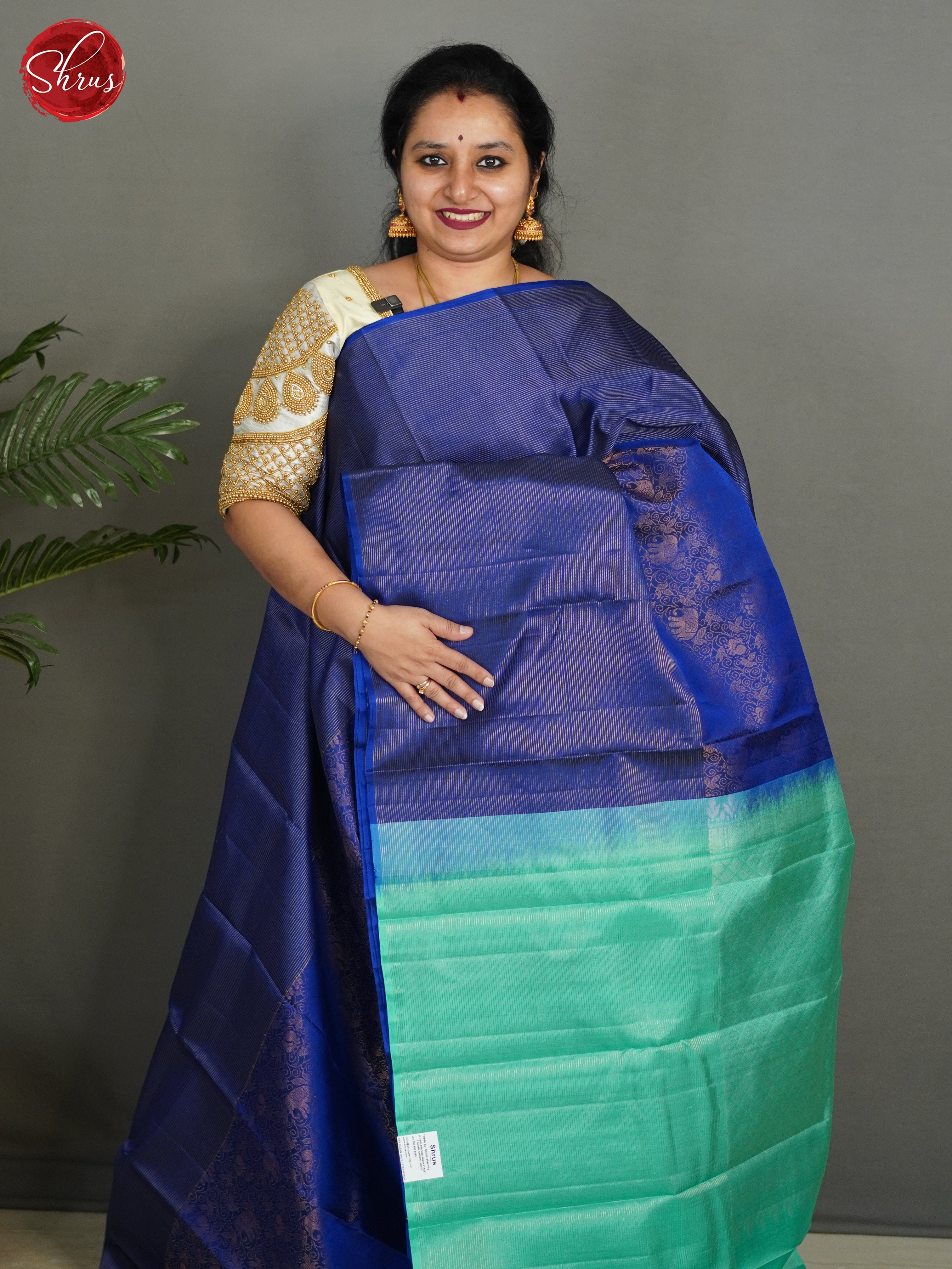 Blue & Green- Soft Silk Saree - Shop on ShrusEternity.com