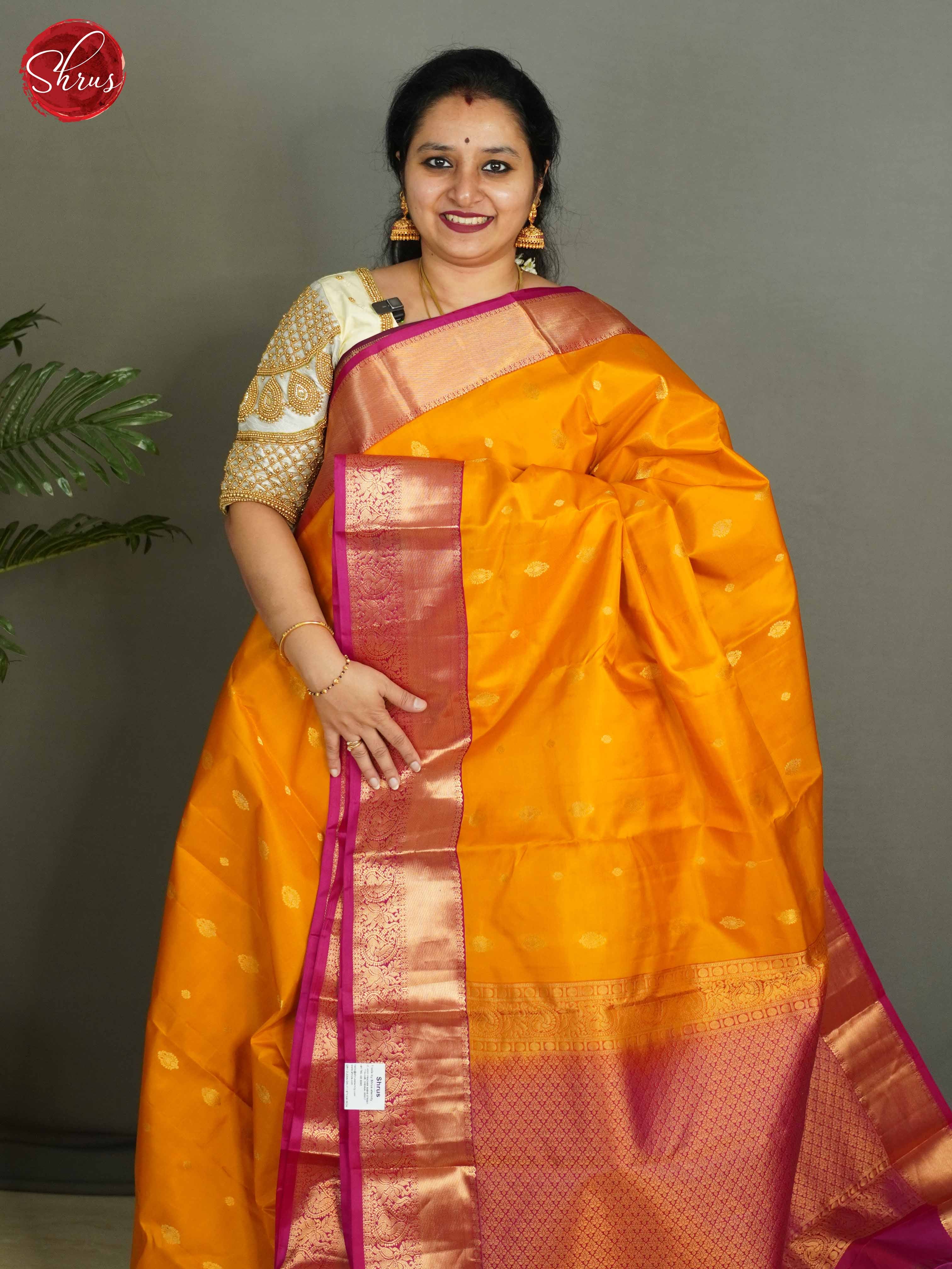 Mustard & Pink- Kanchipuram silk - Shop on ShrusEternity.com