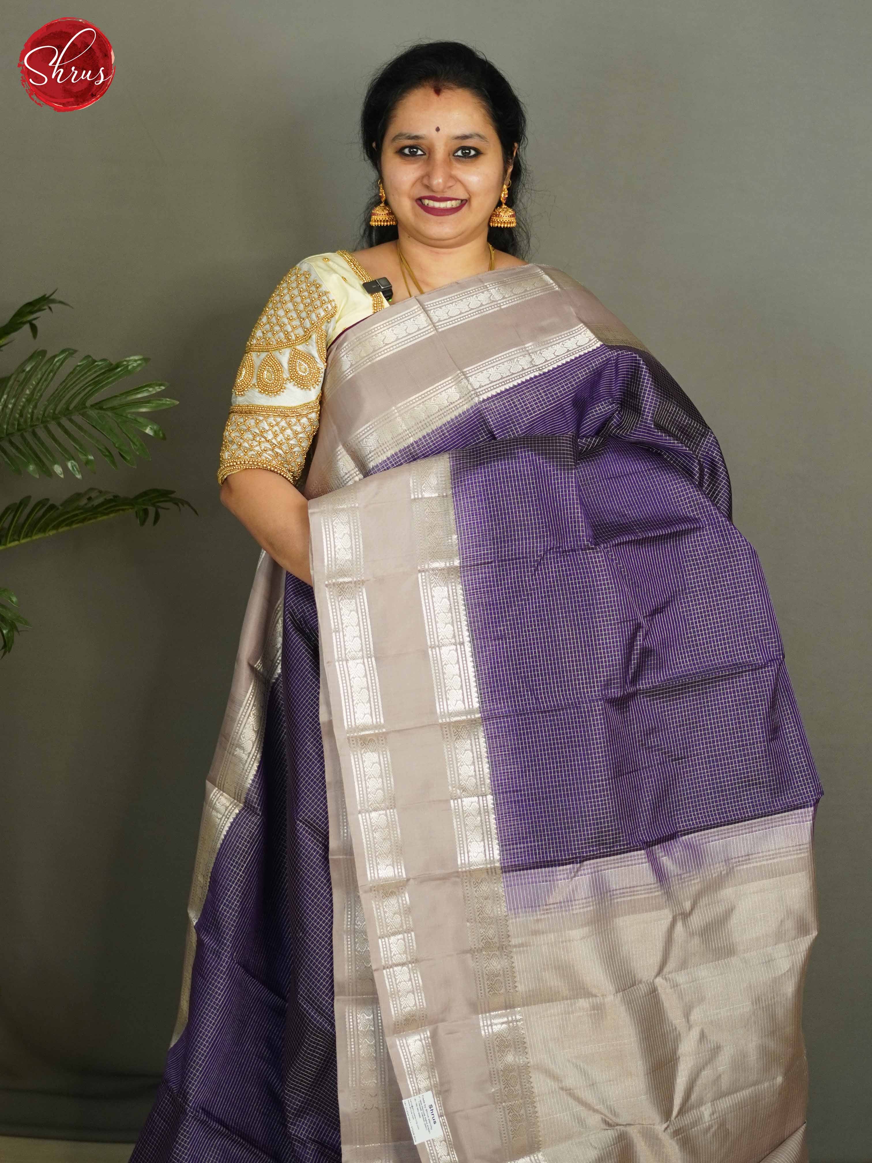 Purple & Grey - Kanchipuram silk - Shop on ShrusEternity.com