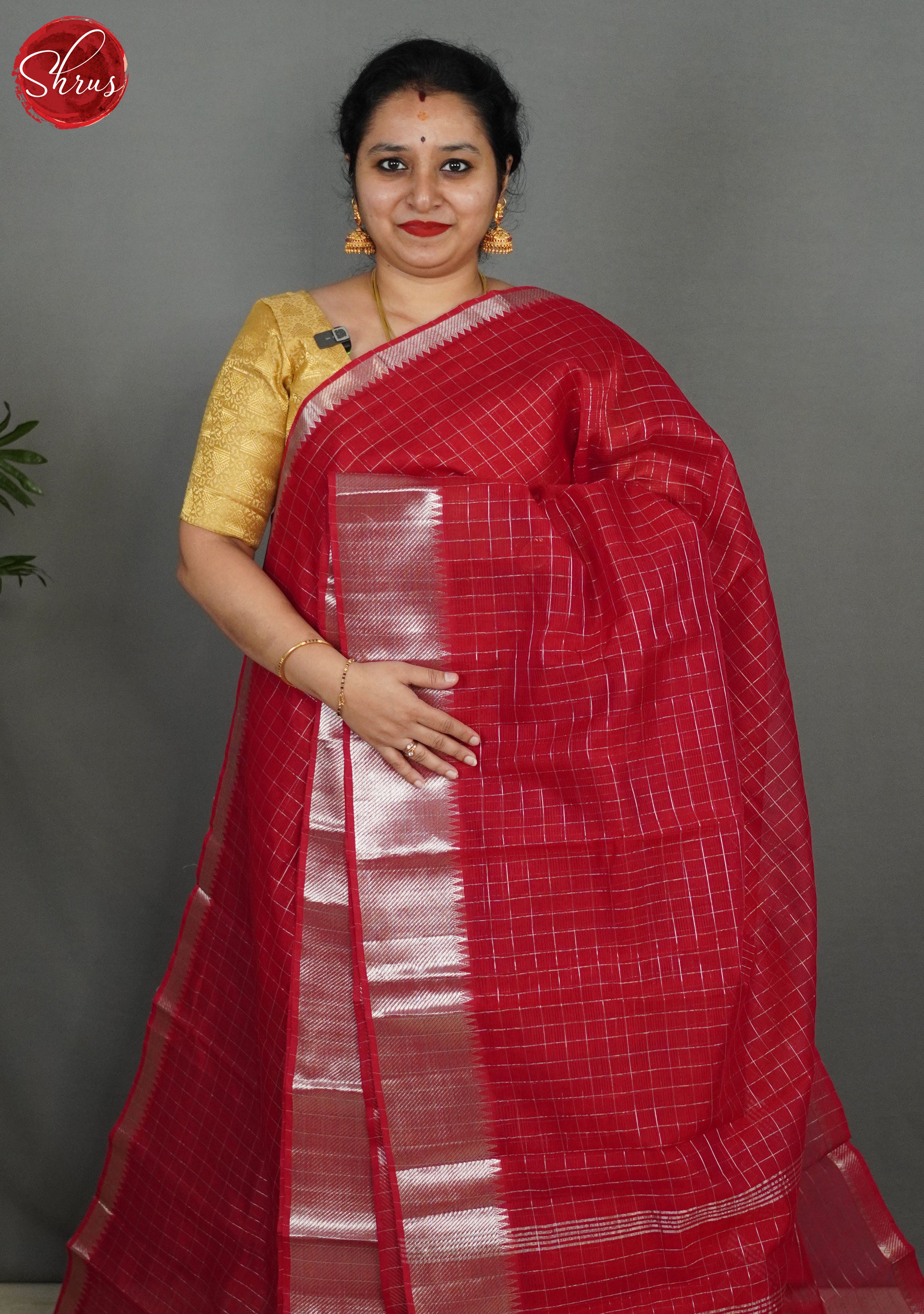 Red(single tone) - Mangalagiri silkcotton Saree - Shop on ShrusEternity.com