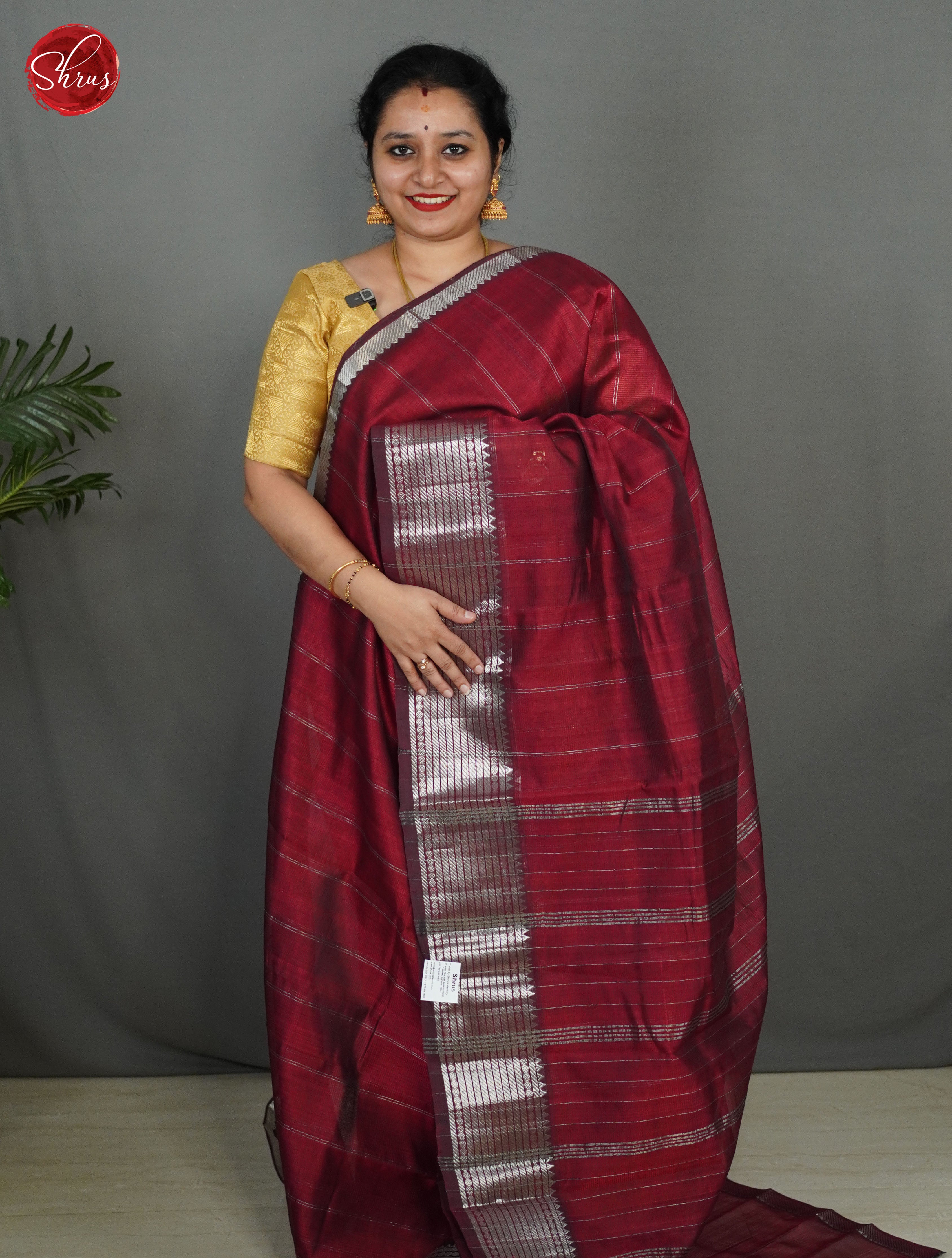 Maroon(single tone)- Mangalagiri silkcotton Saree - Shop on ShrusEternity.com