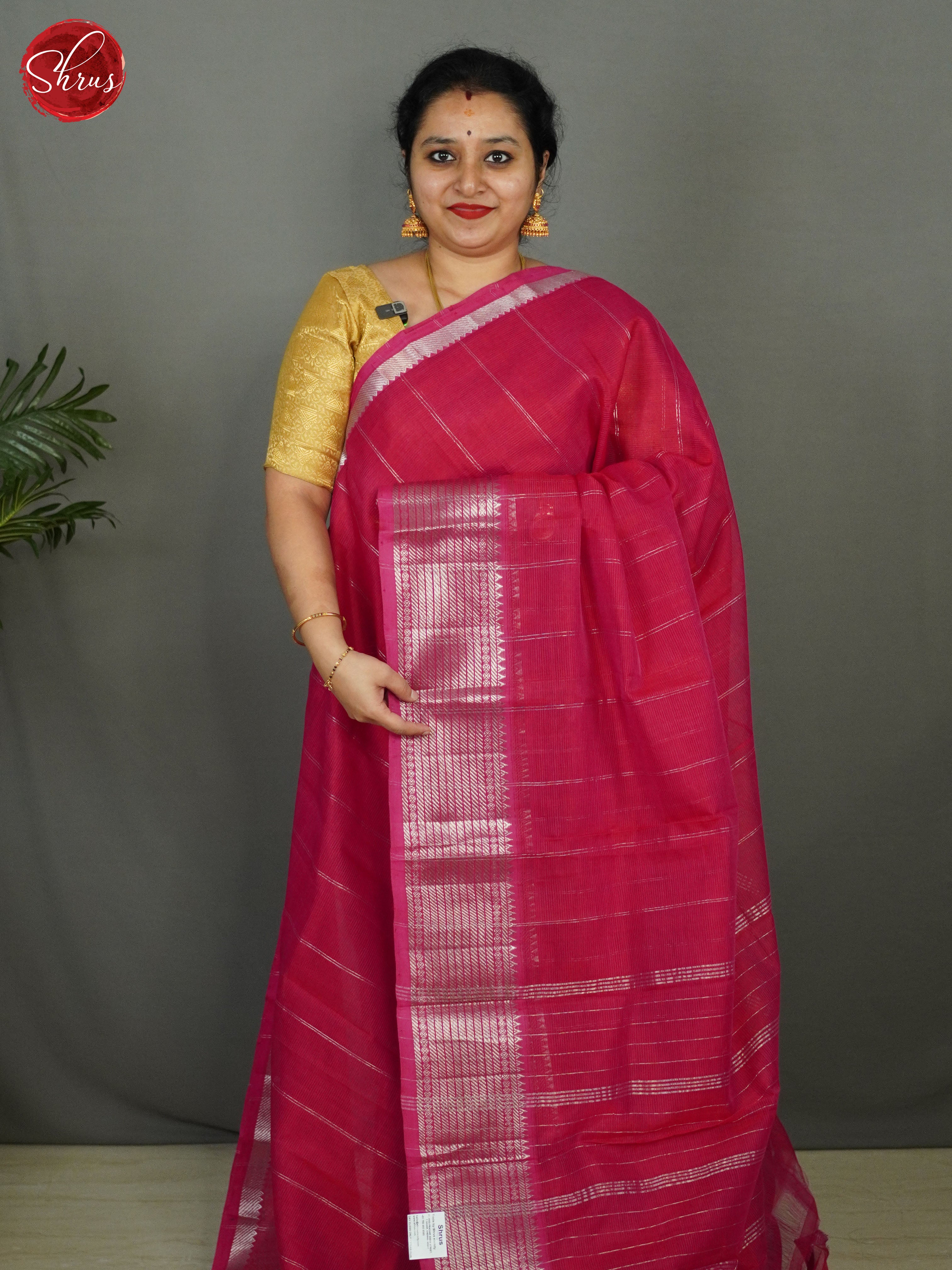 Rani pink(single tone)- Mangalagiri silkcotton Saree - Shop on ShrusEternity.com