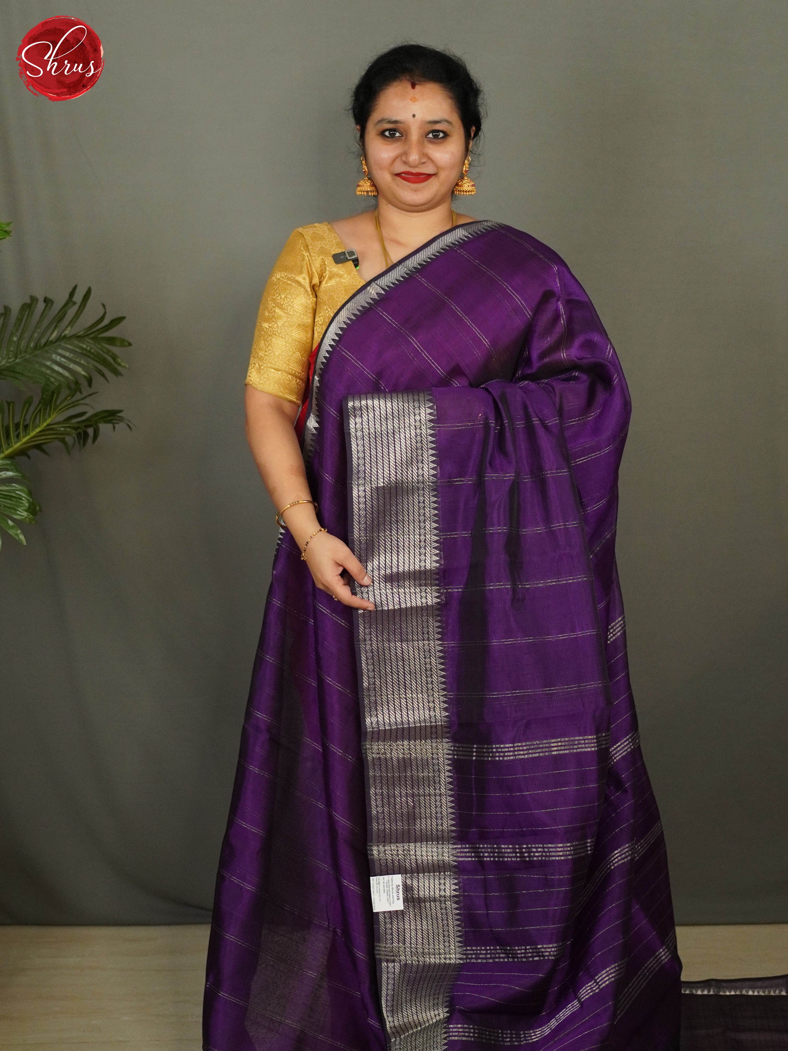 Purple(single tone) - Mangalagiri silkcotton Saree - Shop on ShrusEternity.com