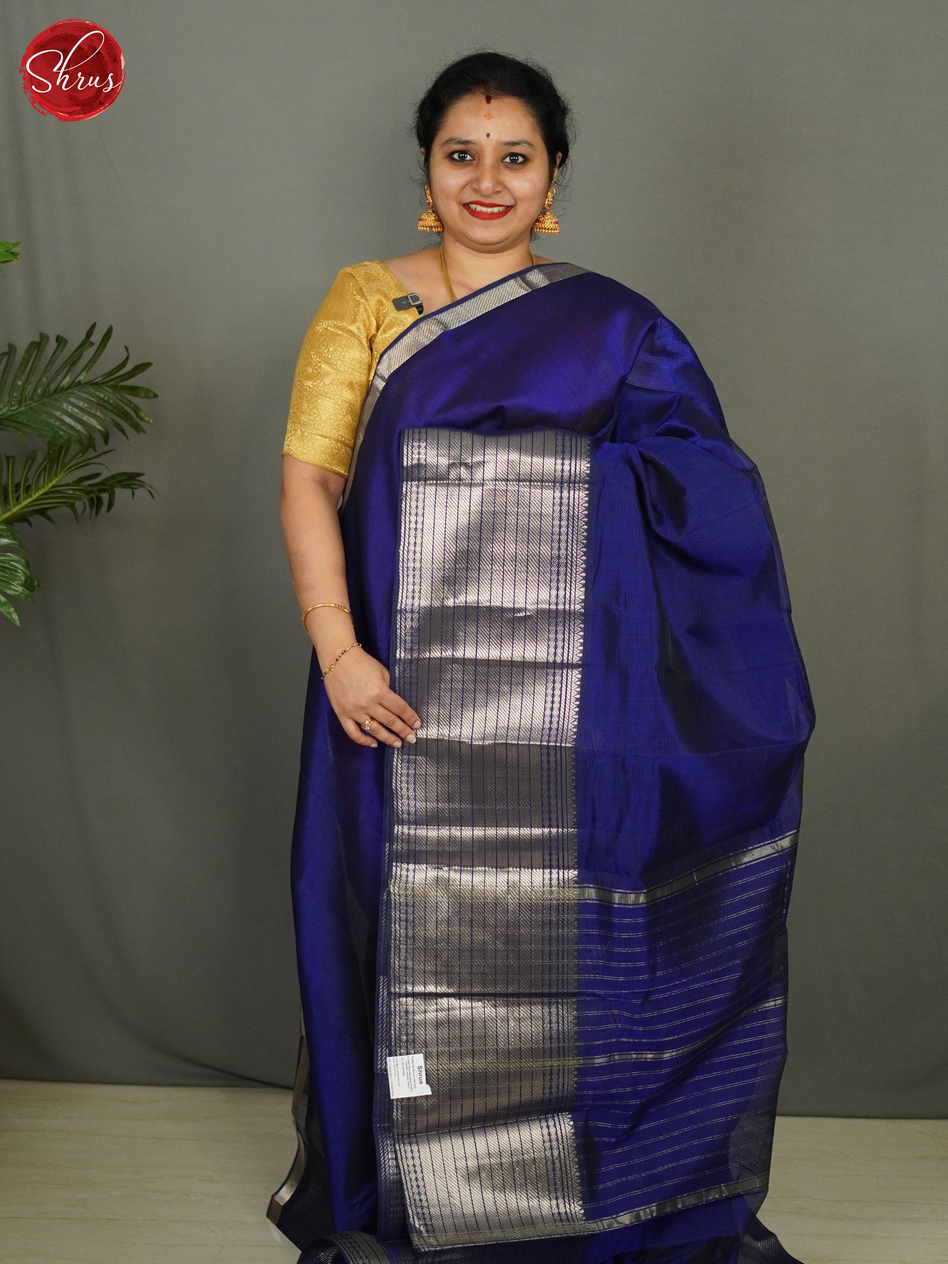 Blue(single tone) - Mangalagiri silkcotton Saree - Shop on ShrusEternity.com