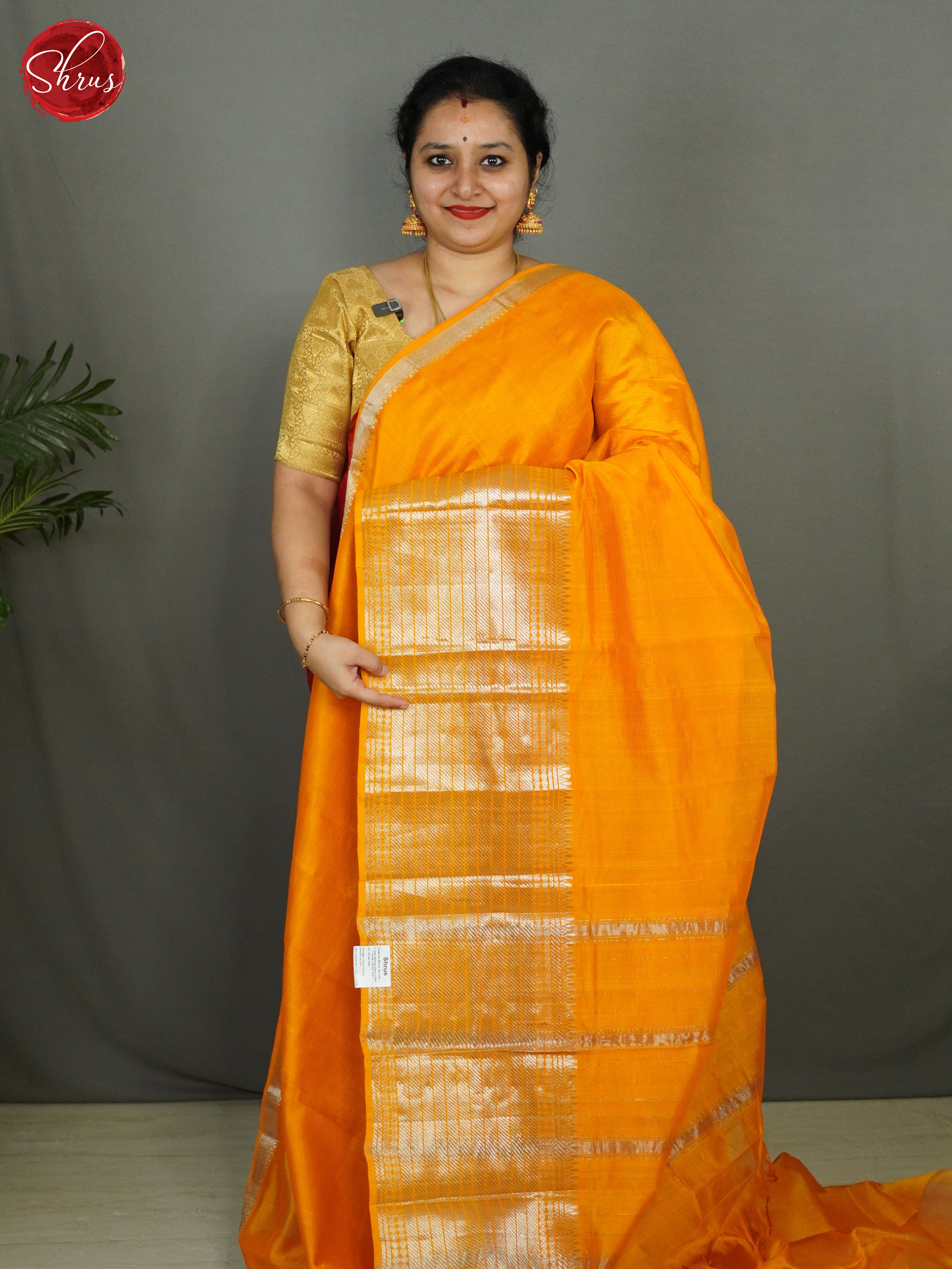 Mango yellow(single tone)- Mangalagiri silkcotton Saree - Shop on ShrusEternity.com