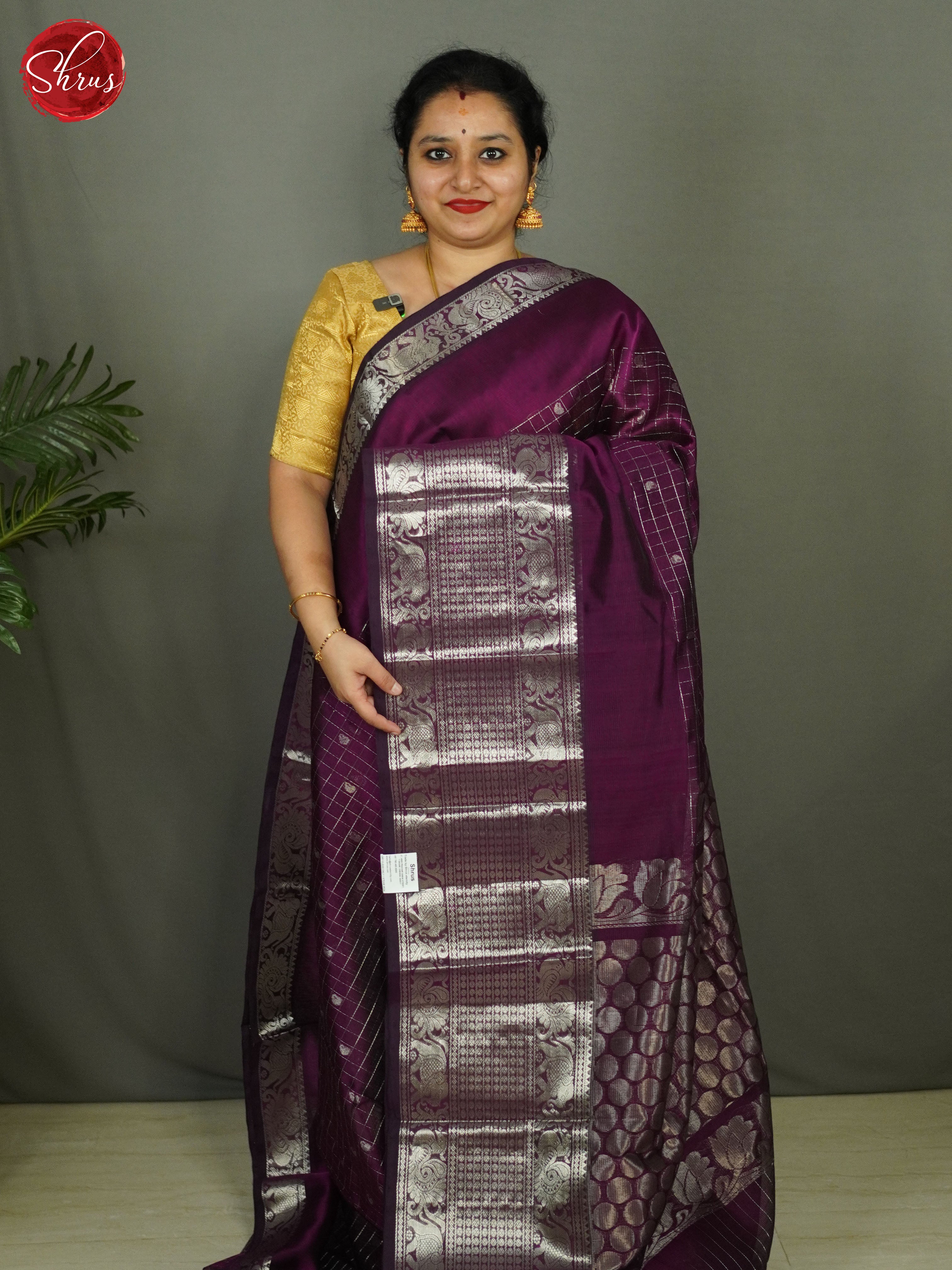 Wine(single tone)- Mangalagiri silkcotton Saree - Shop on ShrusEternity.com