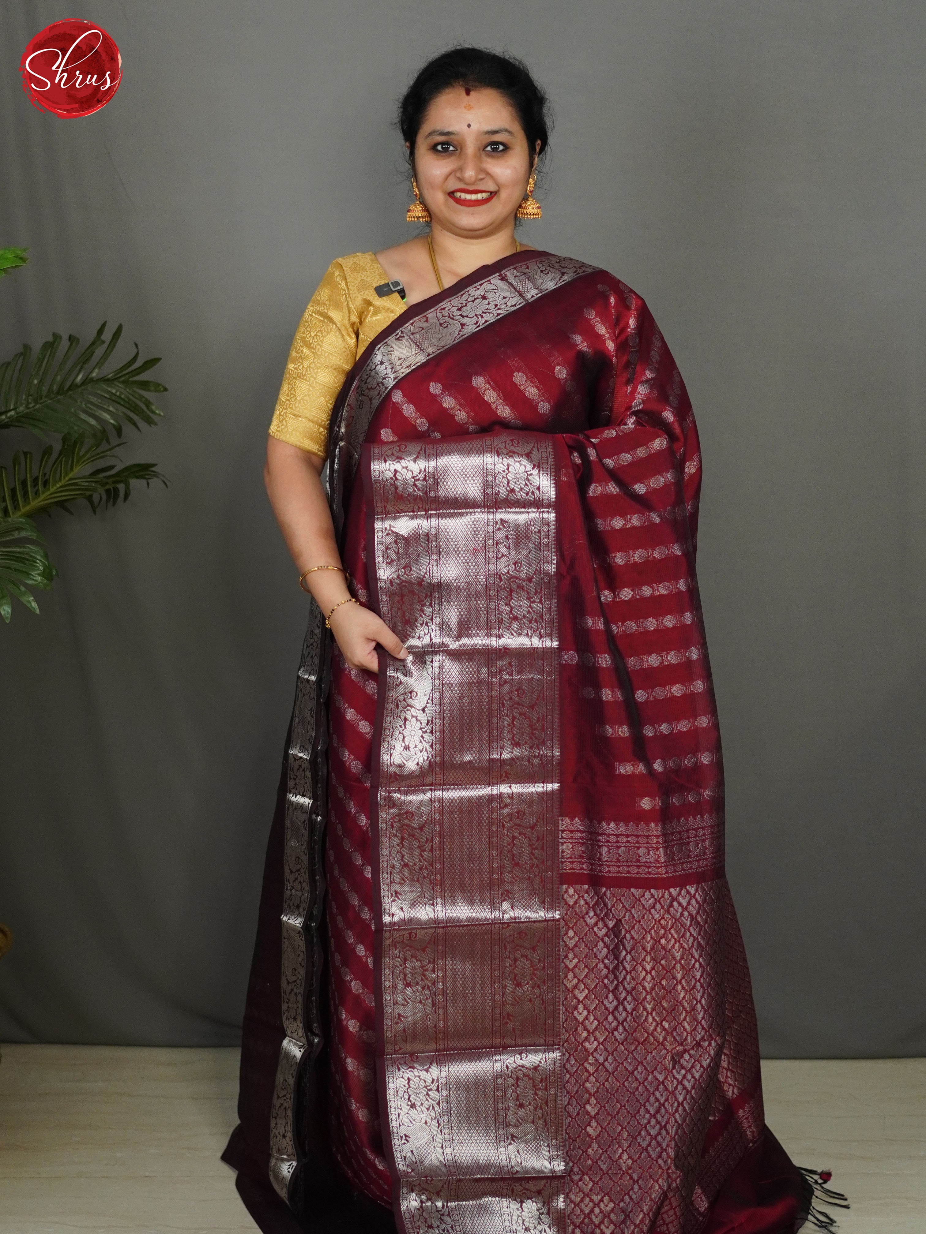 Maroon(single tone) - Mangalagiri silkcotton Saree - Shop on ShrusEternity.com