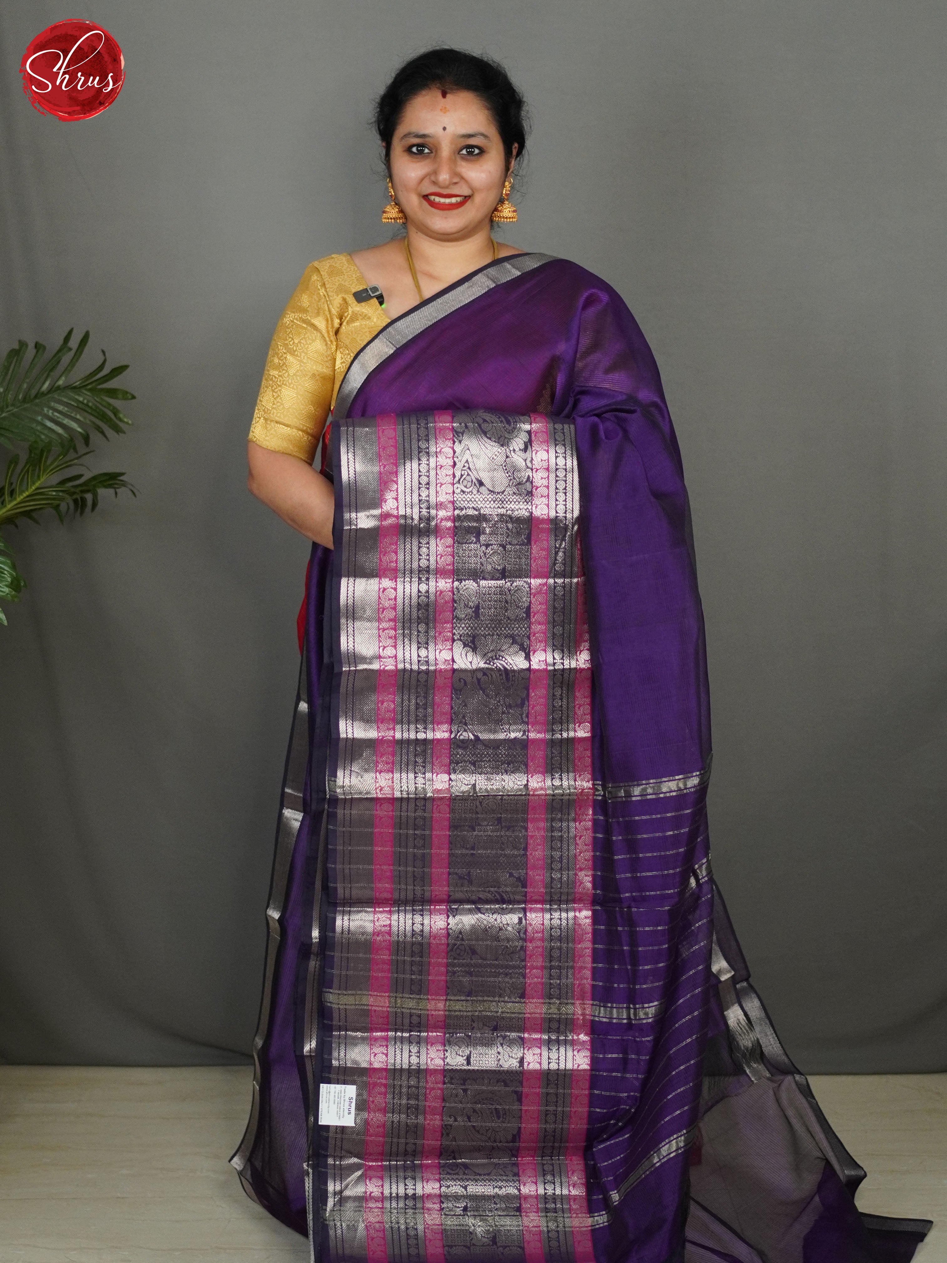 Purple(single tone)- Mangalagiri silkcotton Saree - Shop on ShrusEternity.com