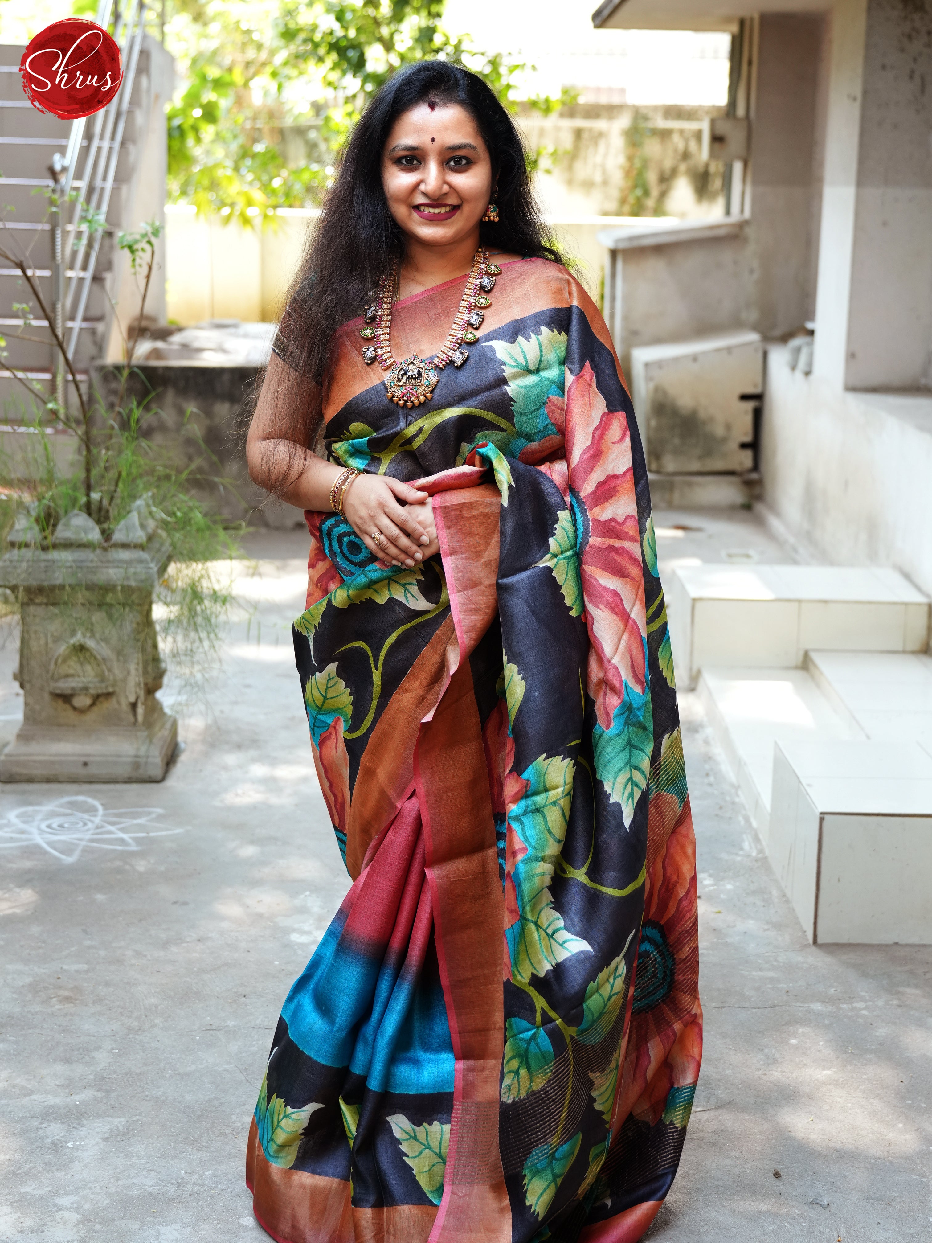 Black And Blue- Tussar Silk Saree - Shop on ShrusEternity.com