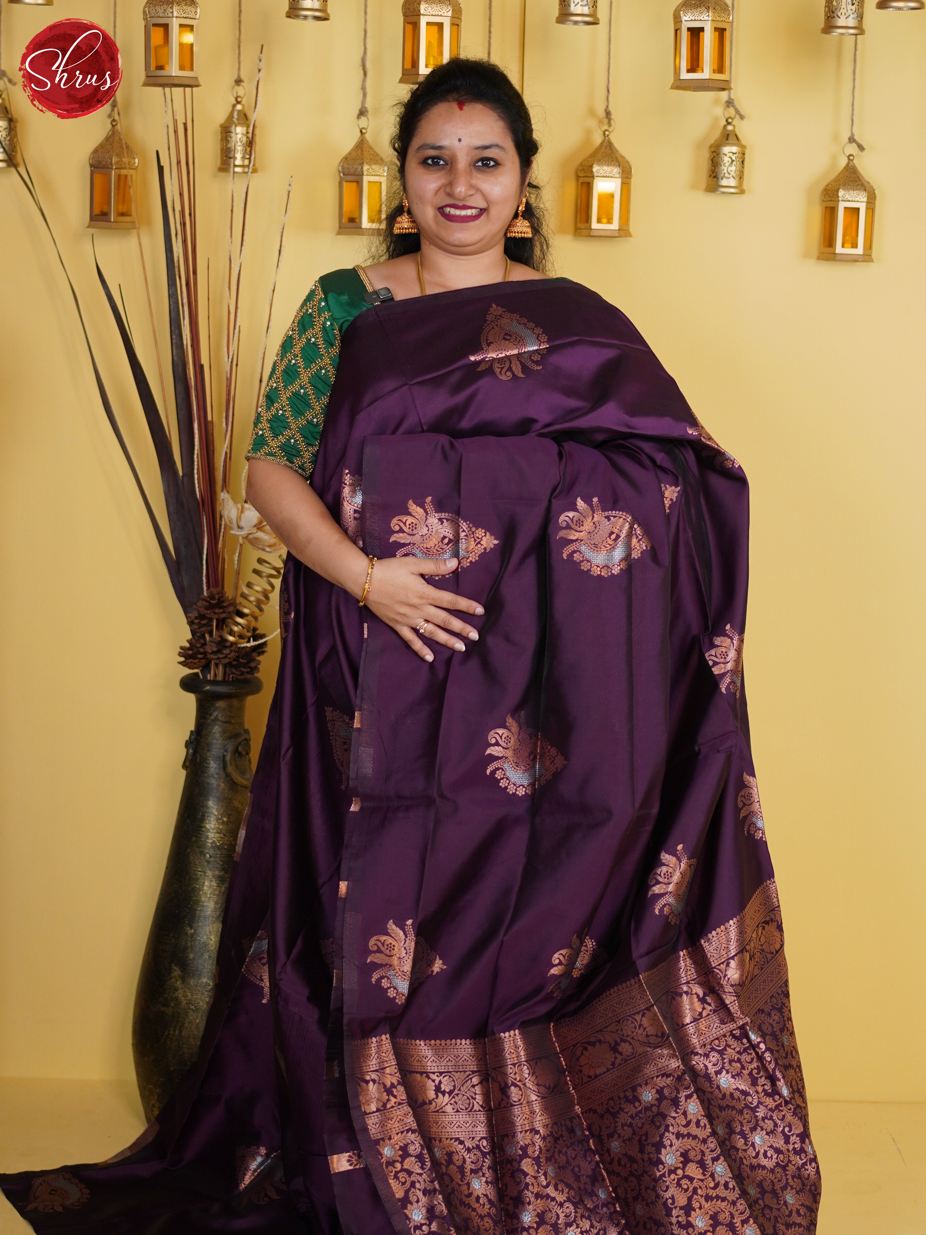 Deep Wine(Single Tone) - Semi Softsilk Saree - Shop on ShrusEternity.com