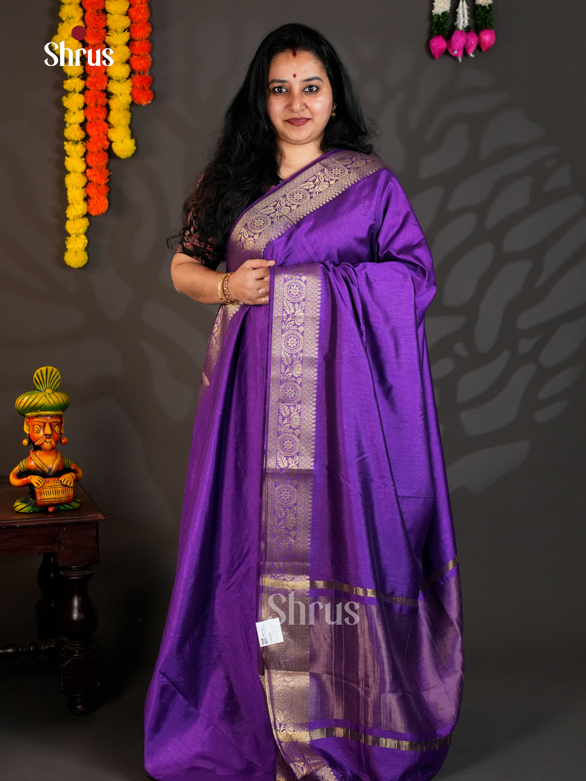 Violet - Semi Rawsilk Saree- EAS21262 - Shop on Shrus.com