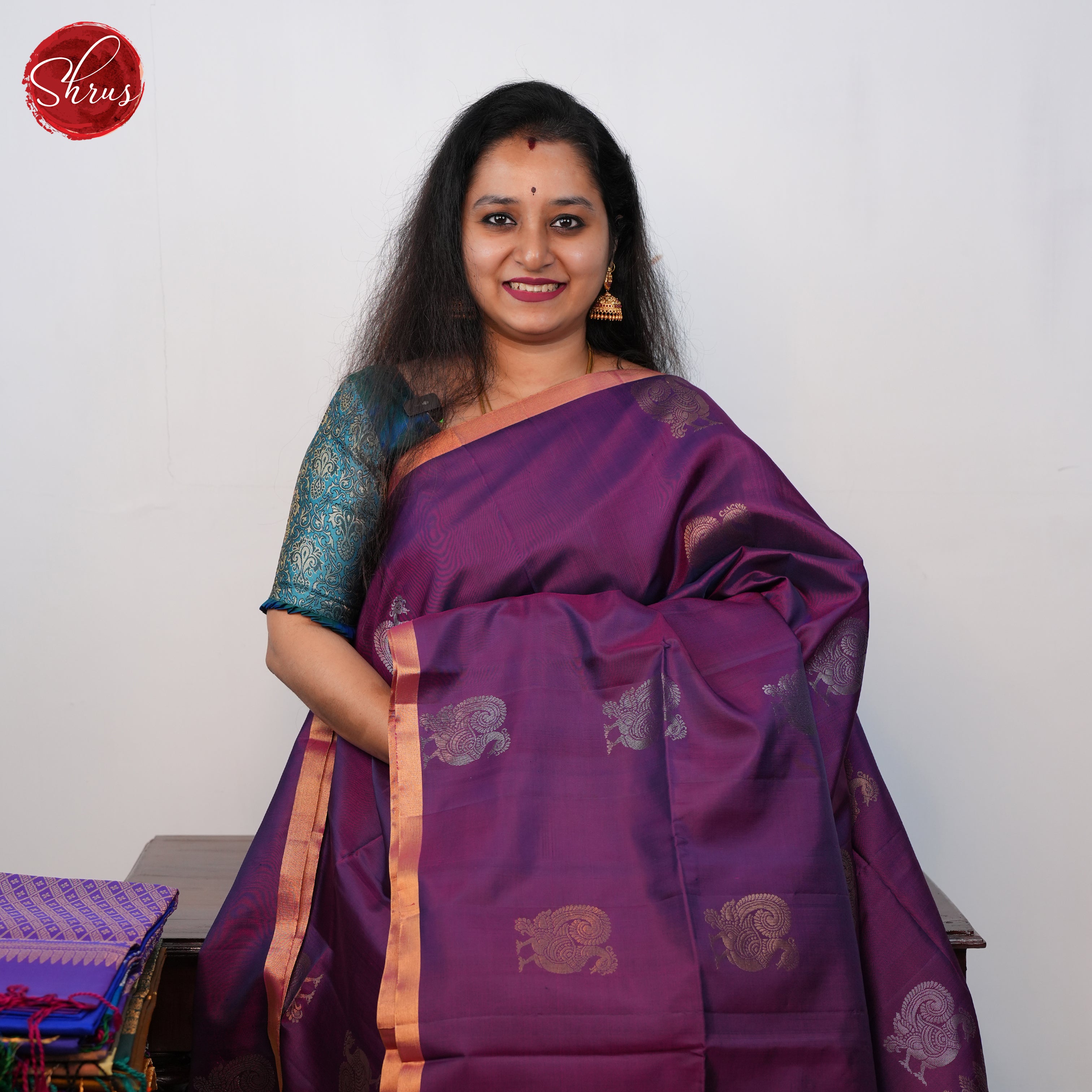 Wine And Orange - Soft Silk saree - Shop on ShrusEternity.com