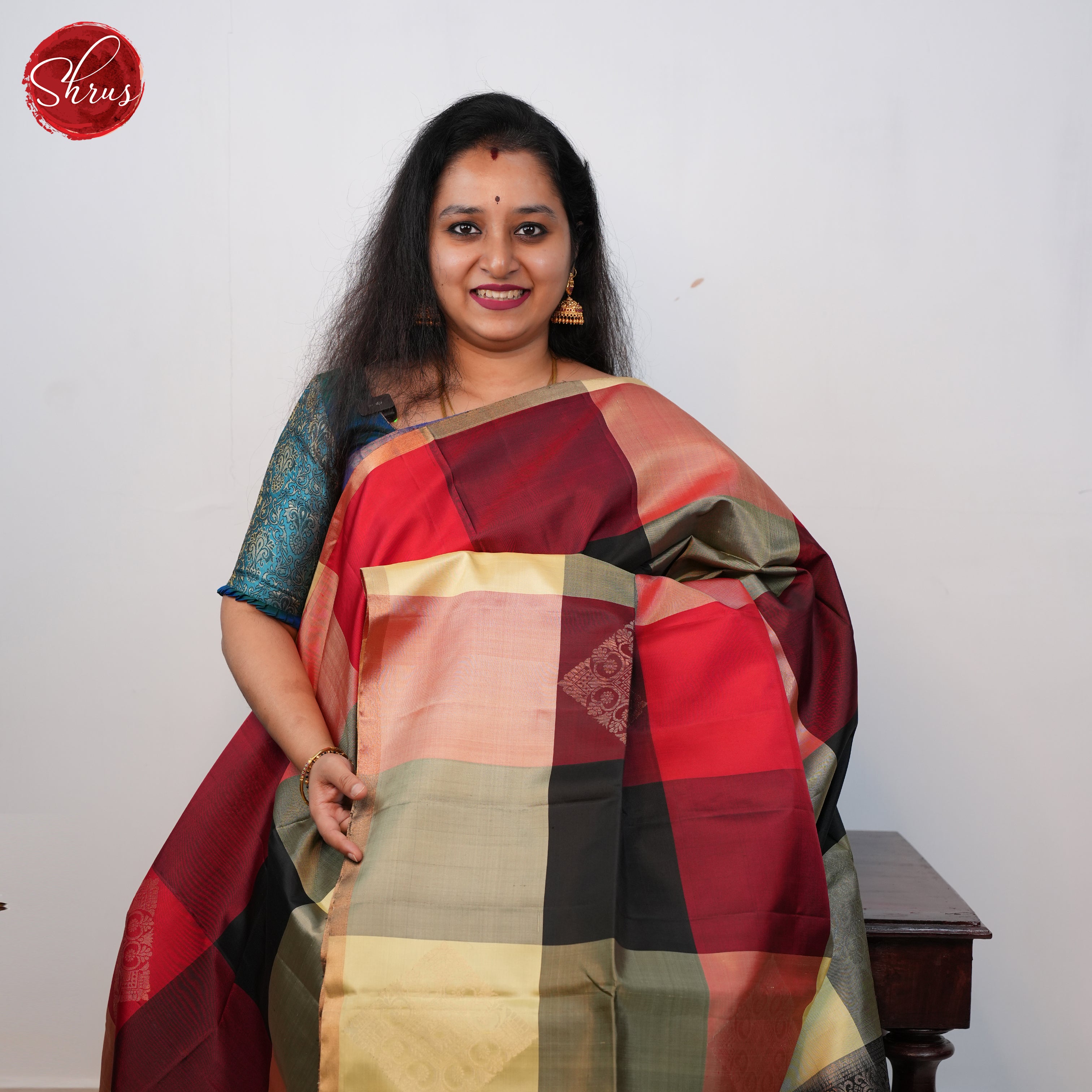 Multi And Black  - Soft silk Saree - Shop on ShrusEternity.com