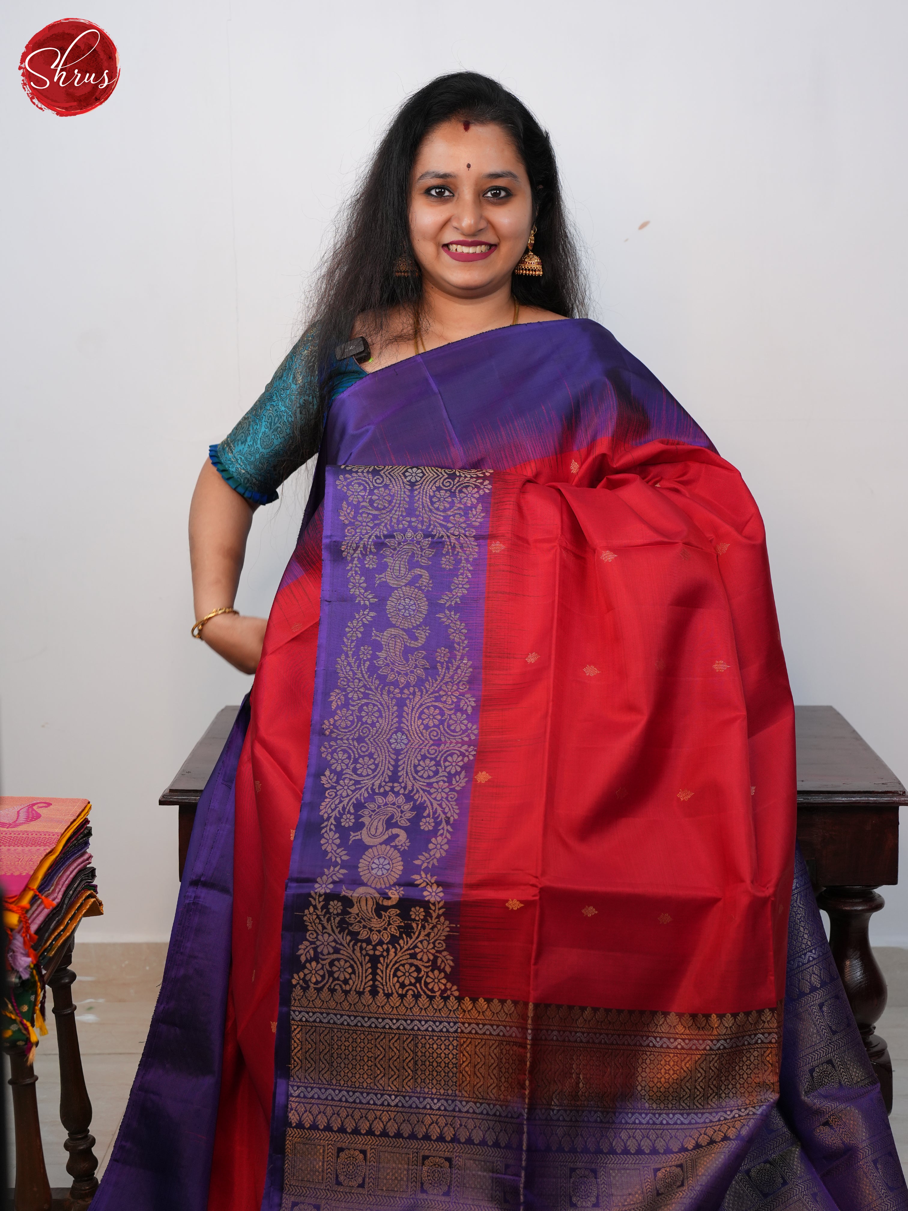 Red And Purple  - Soft silk Saree - Shop on ShrusEternity.com