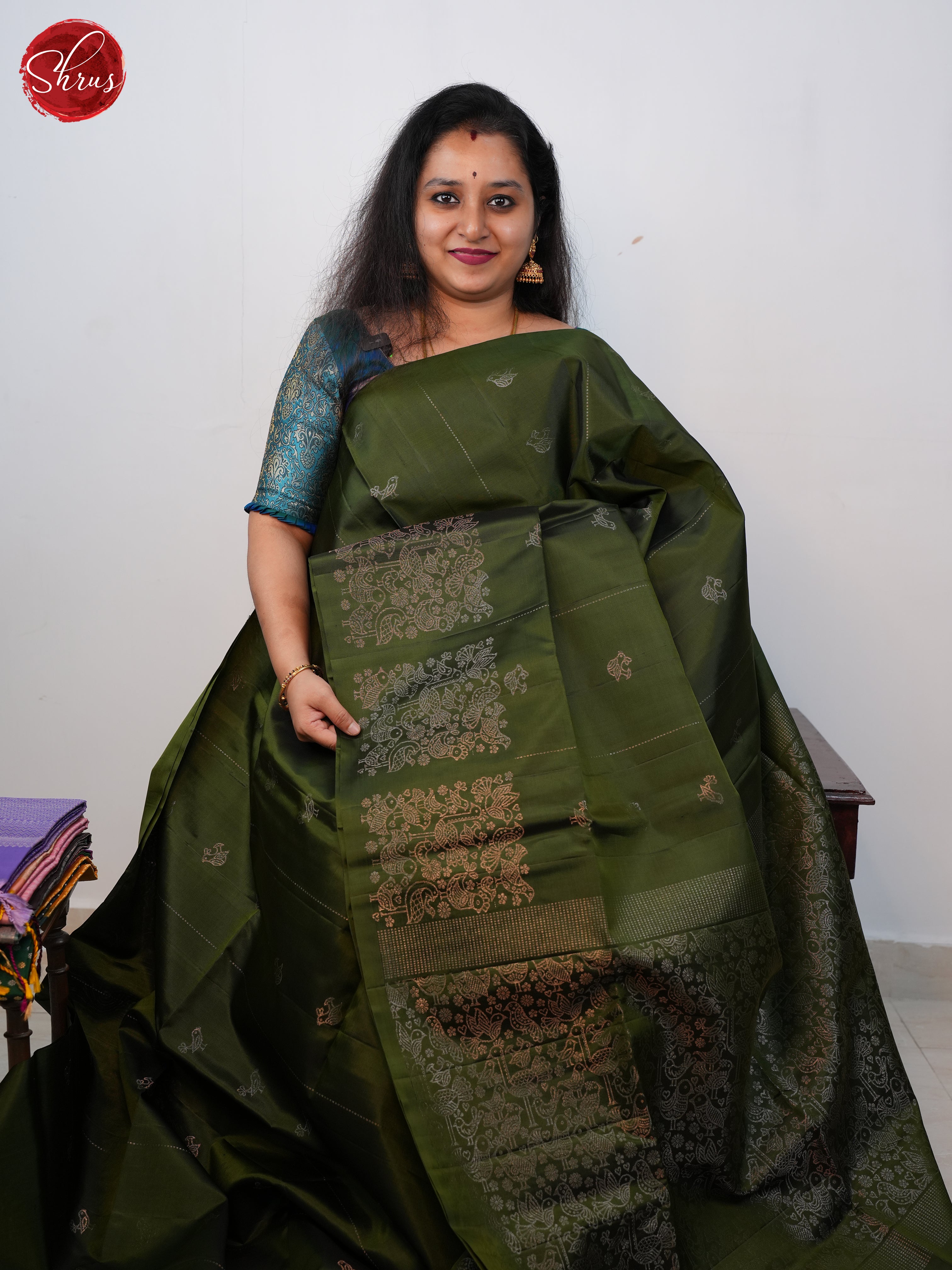 Green  - Soft silk Saree - Shop on ShrusEternity.com