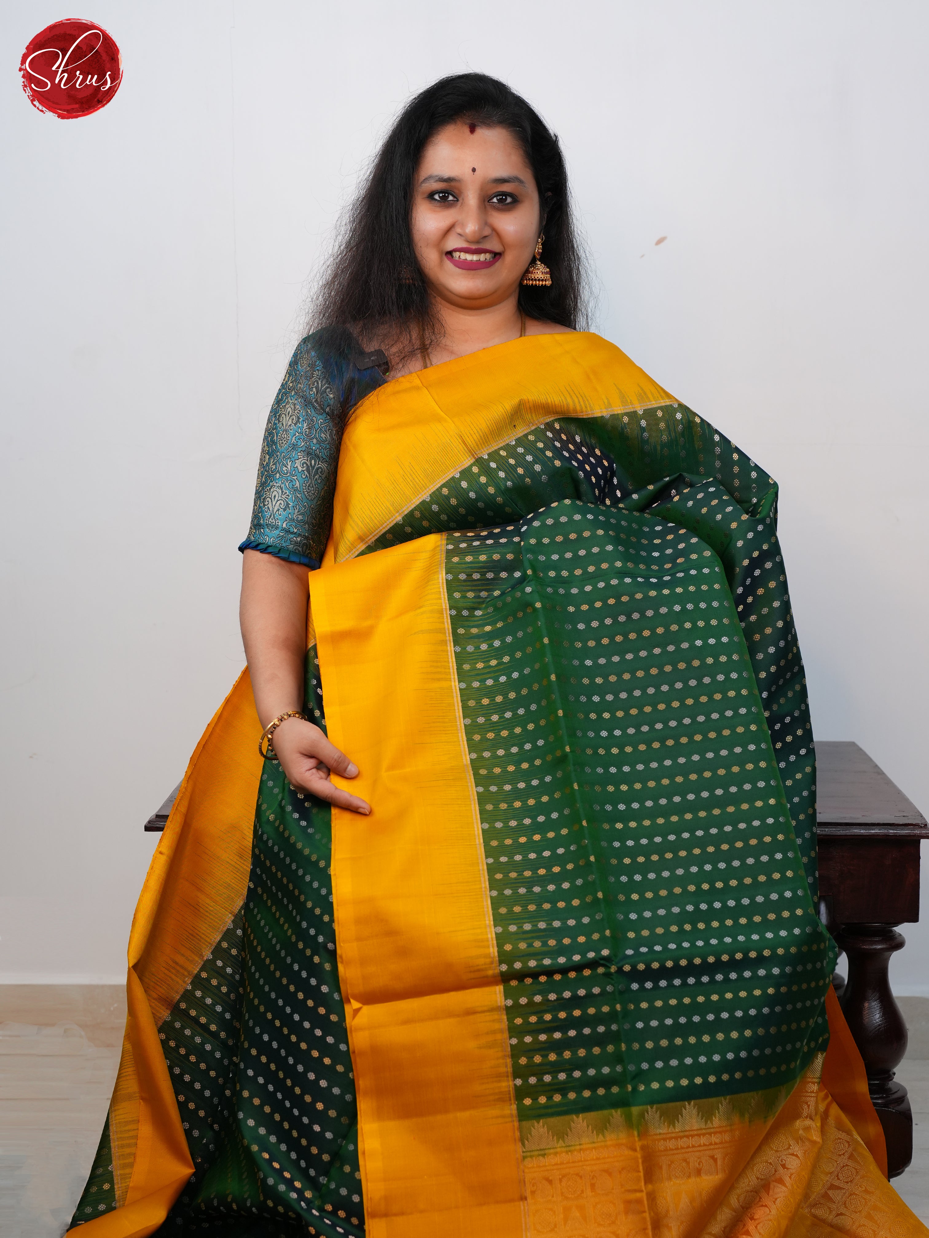 Green And Yellow-Soft Silk Saree - Shop on ShrusEternity.com