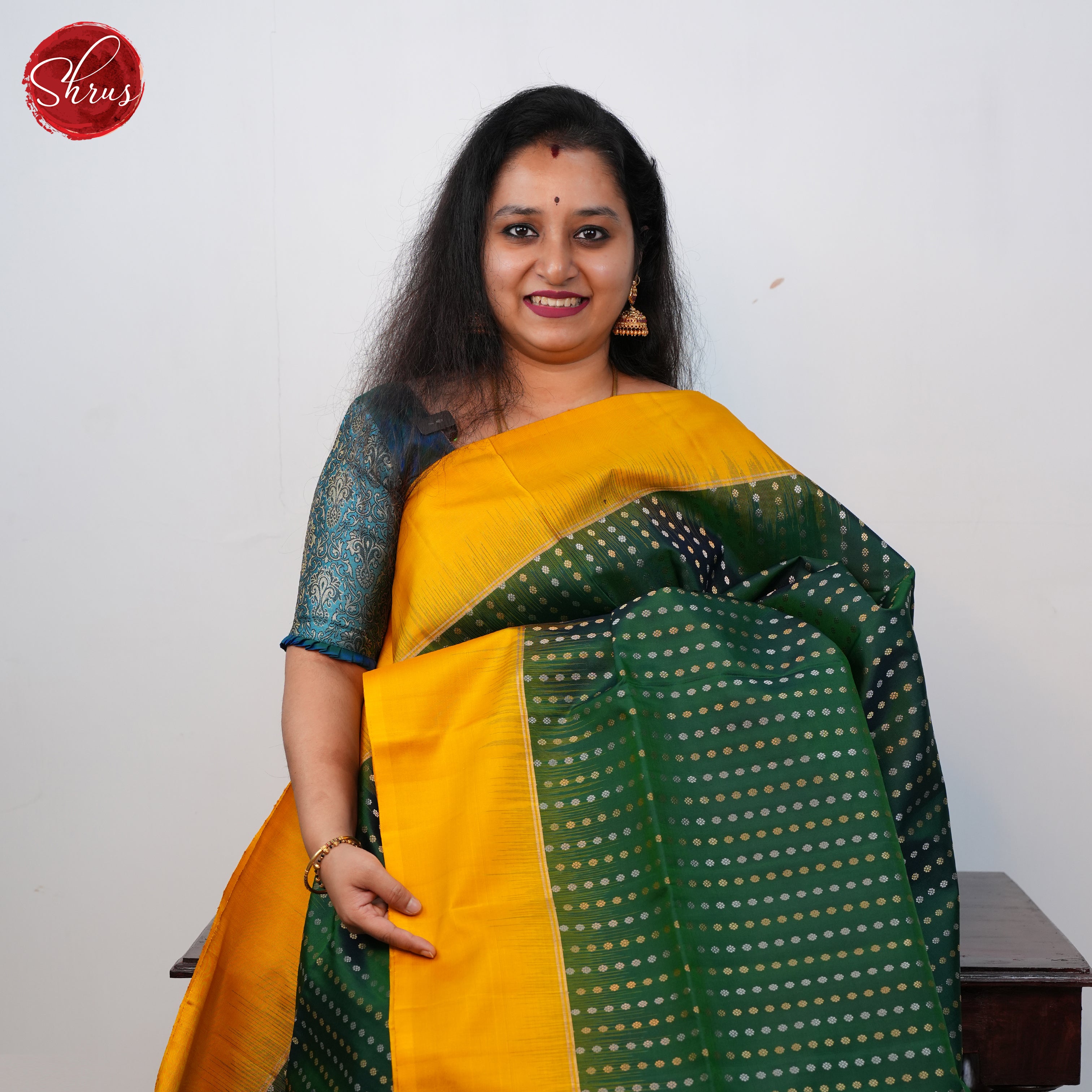 Green And Yellow-Soft Silk Saree - Shop on ShrusEternity.com