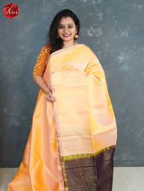 Peachish pink and Wine - Soft Silk Saree - Shop on ShrusEternity.com