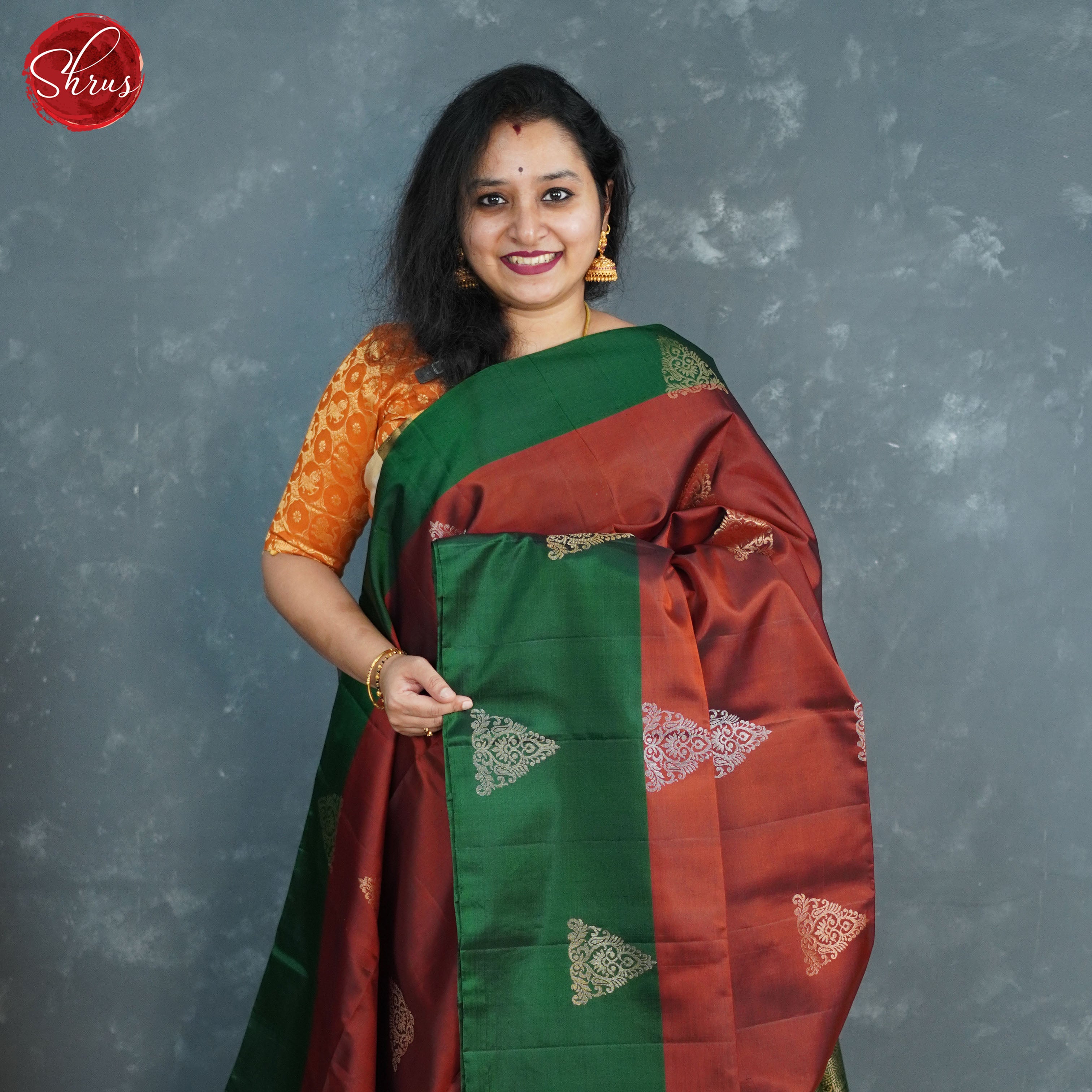 Arakku Maroon and Green- Soft Silk Saree - Shop on ShrusEternity.com