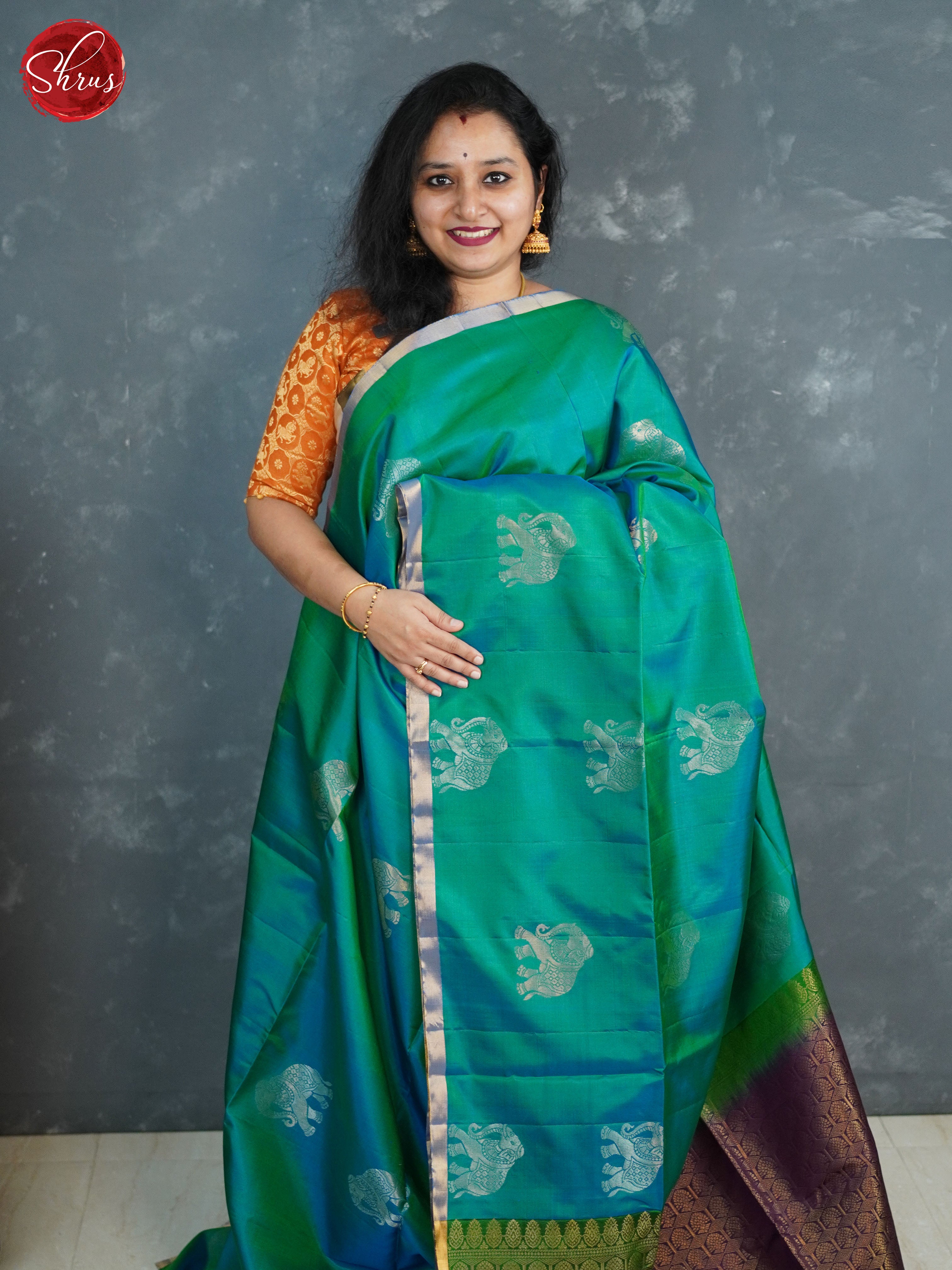 Blue and Deep Wine - Soft Silk Saree - Shop on ShrusEternity.com