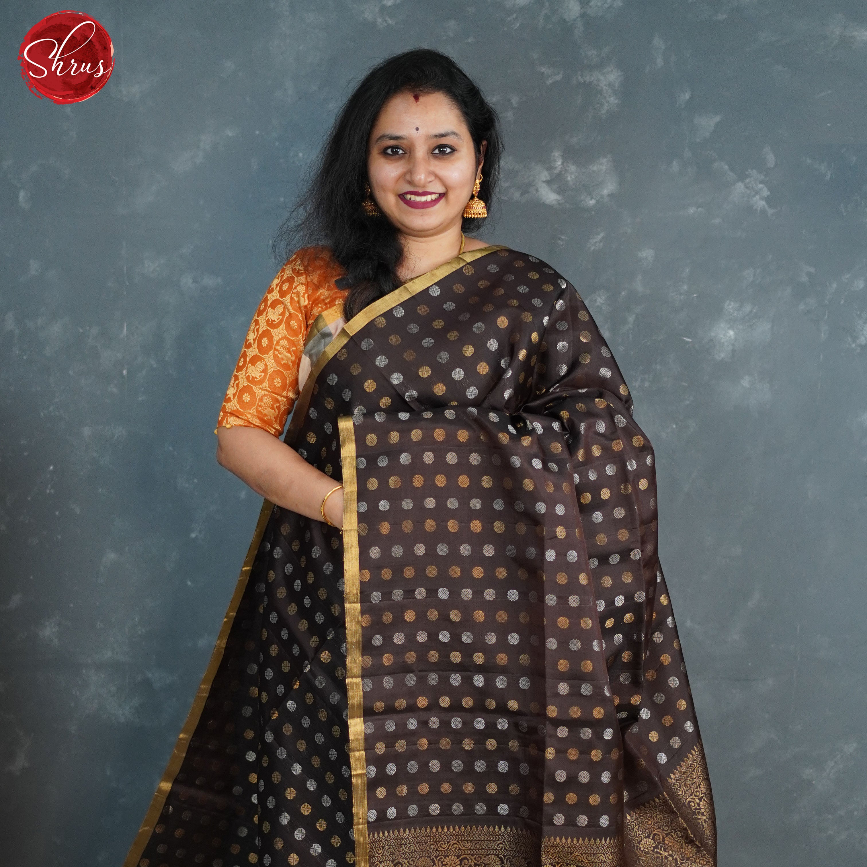 Brown and Mehandi Green - Soft Silk Saree - Shop on ShrusEternity.com