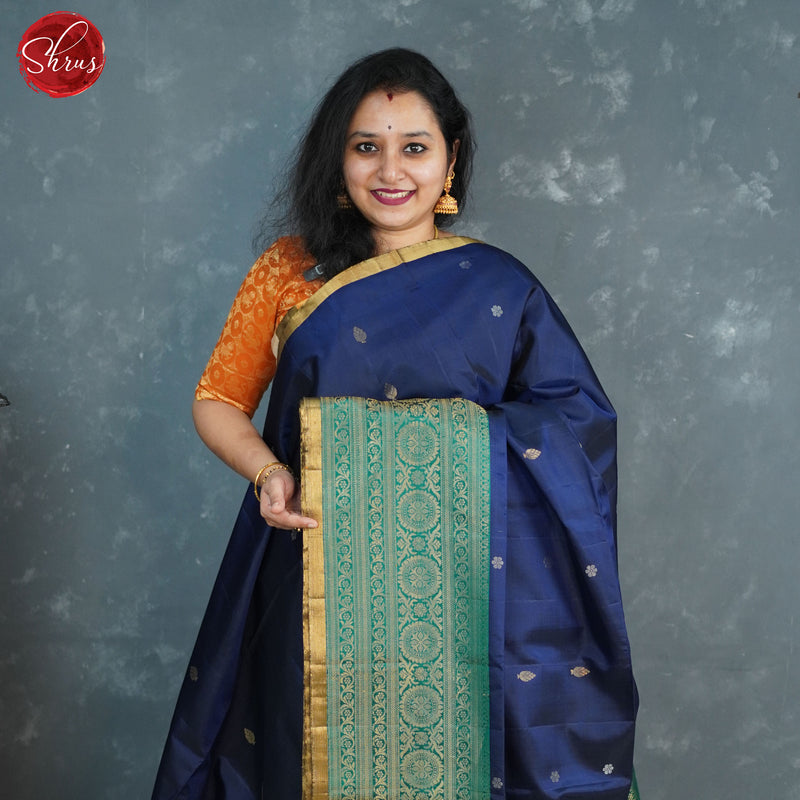 Women Designer Beautiful Ethnic Wear Navy Blue Soft Silk Saree Rich Heavy  Pallu | eBay