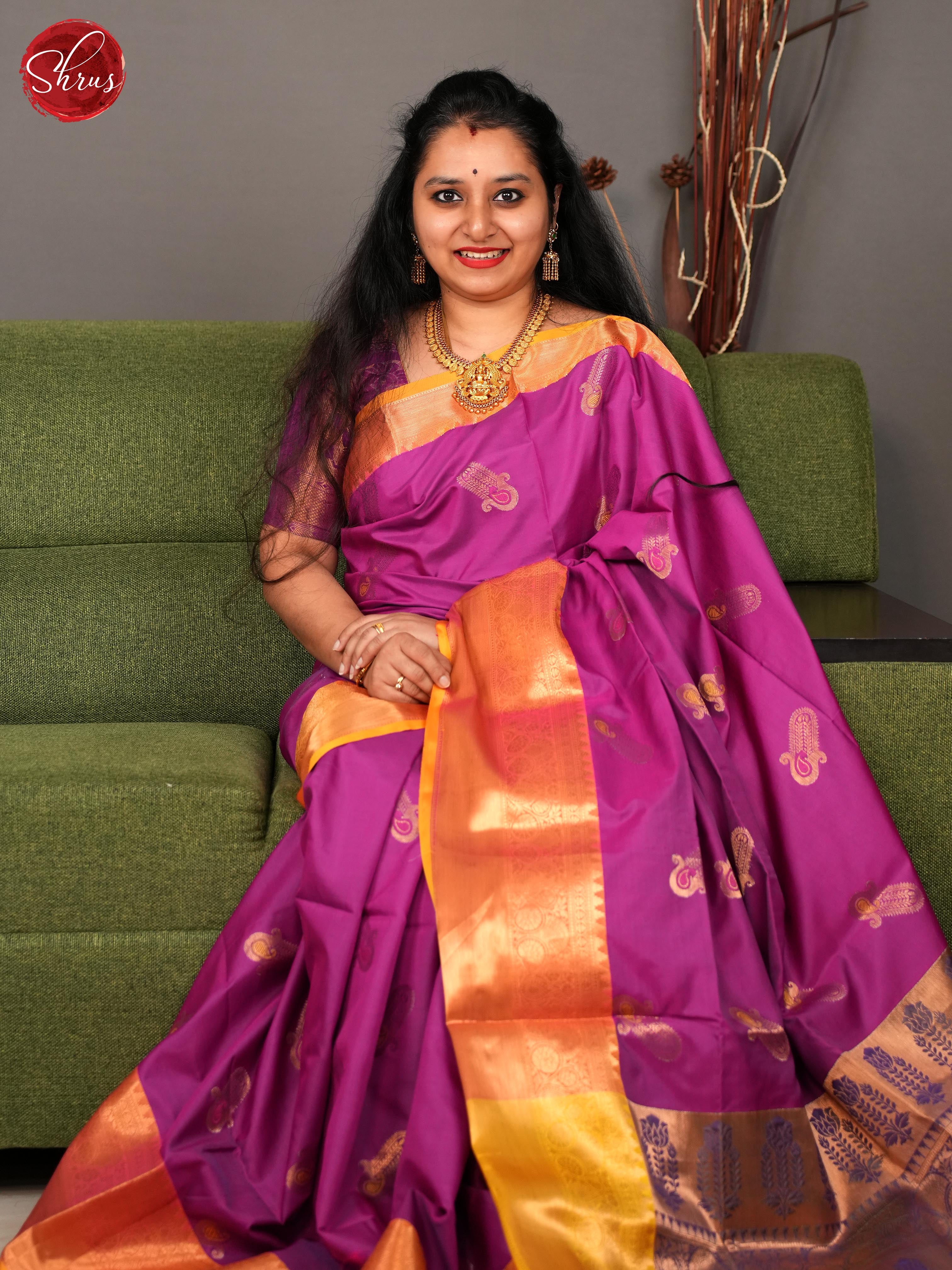 Vadamalli & Yellow- Semi Soft Silk Saree - Shop on ShrusEternity.com