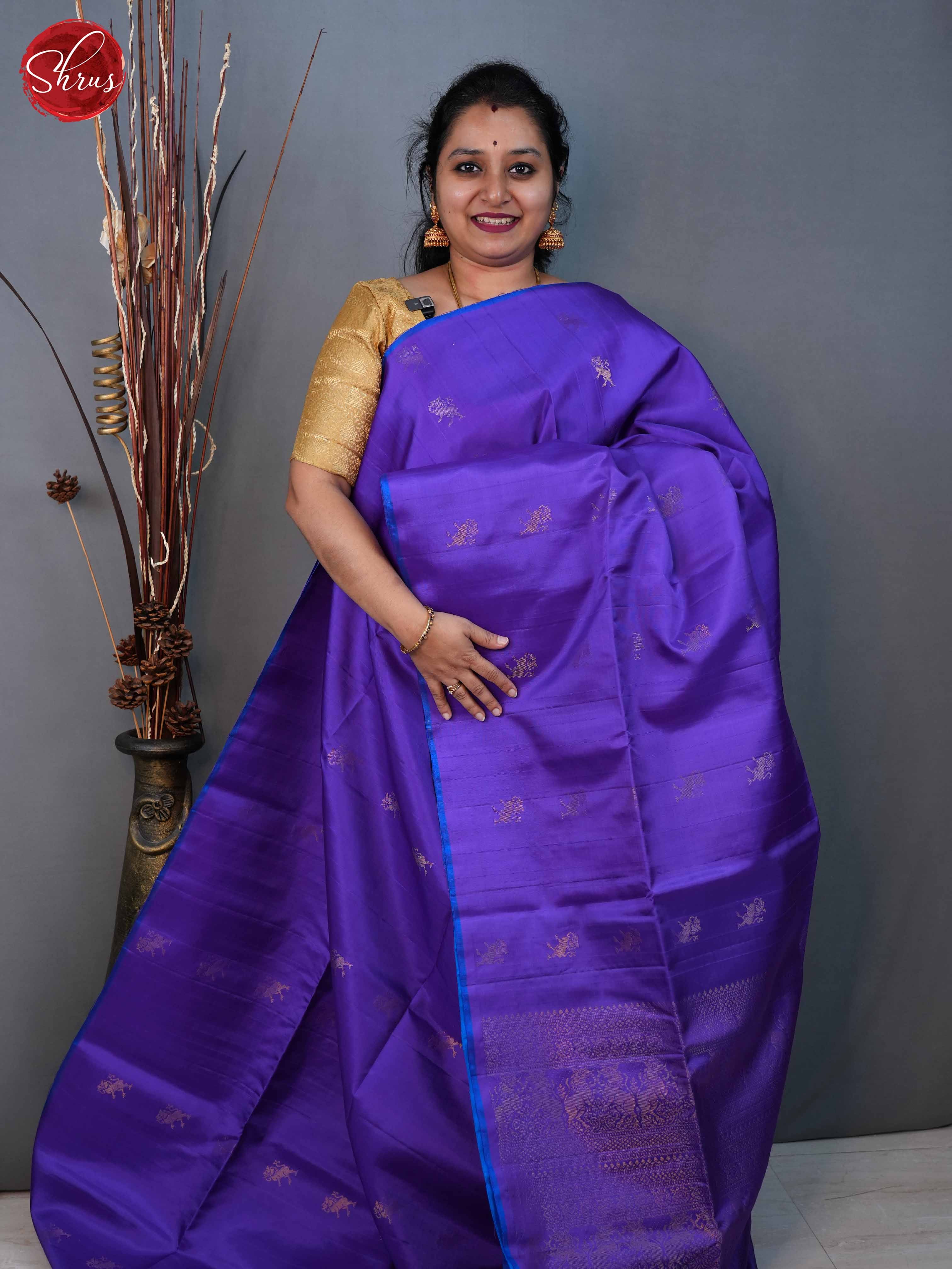 Purple and Blue - Soft Silk Saree - Shop on ShrusEternity.com