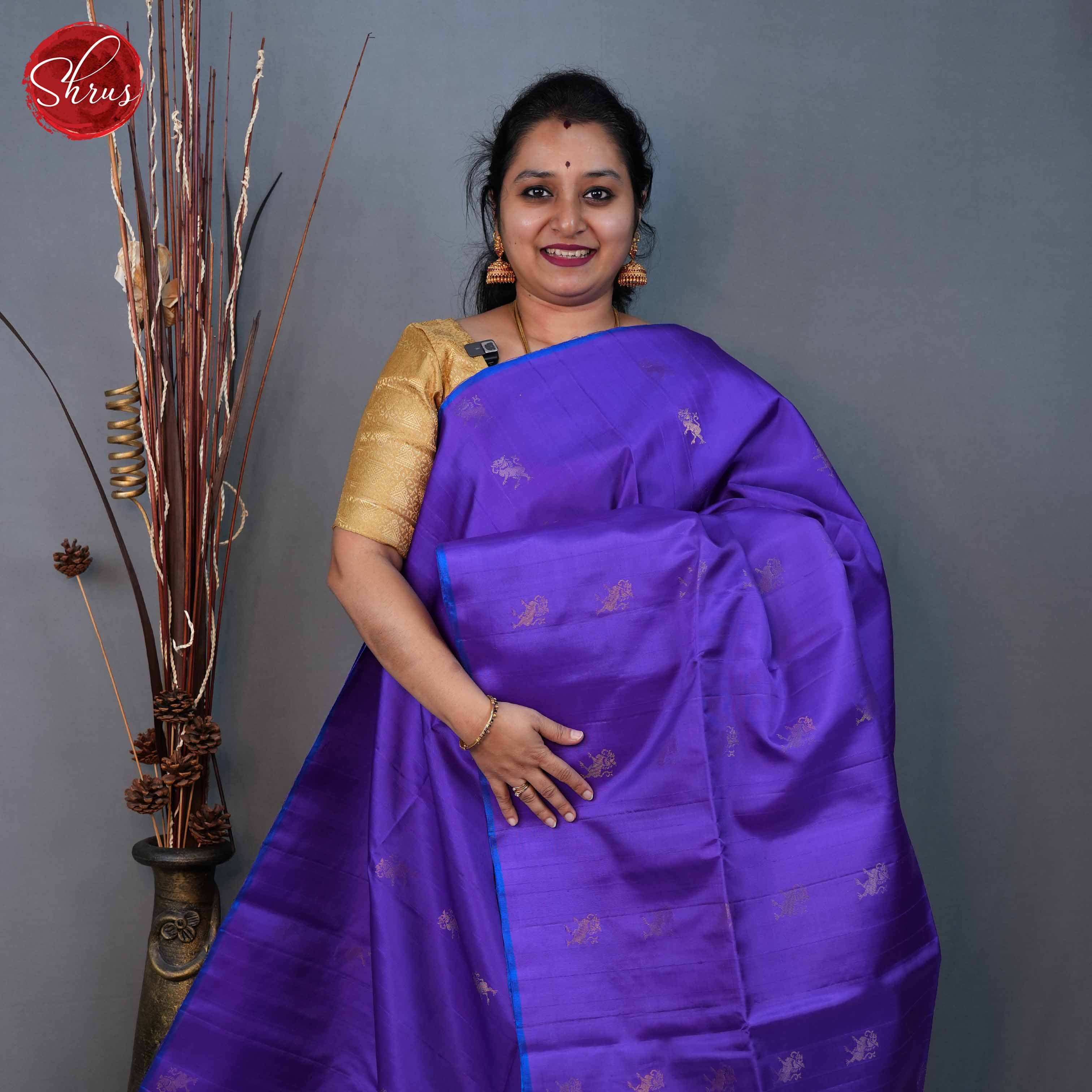 Purple and Blue - Soft Silk Saree - Shop on ShrusEternity.com