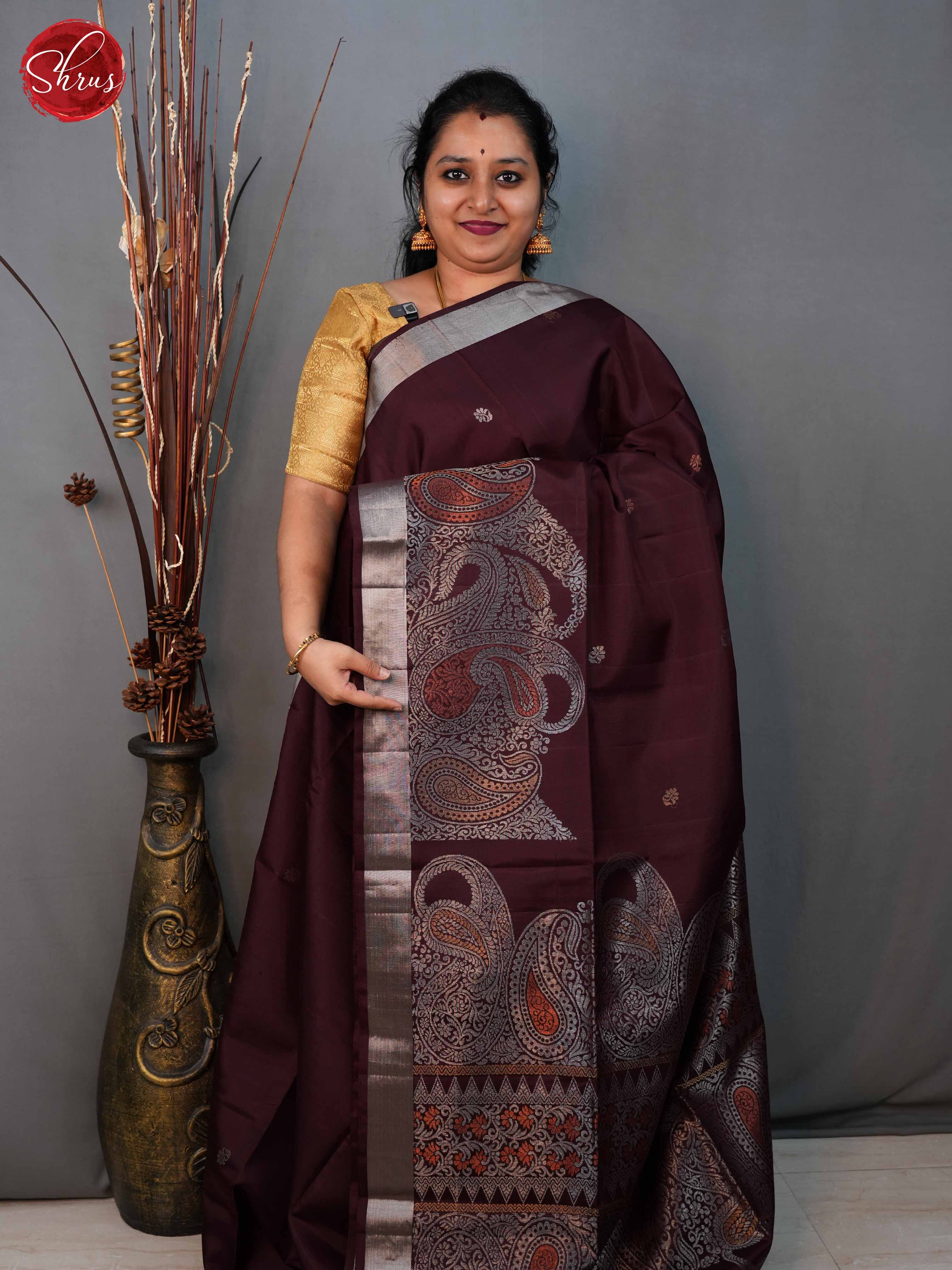 Brown(Single tone) - Soft Silk Saree - Shop on ShrusEternity.com