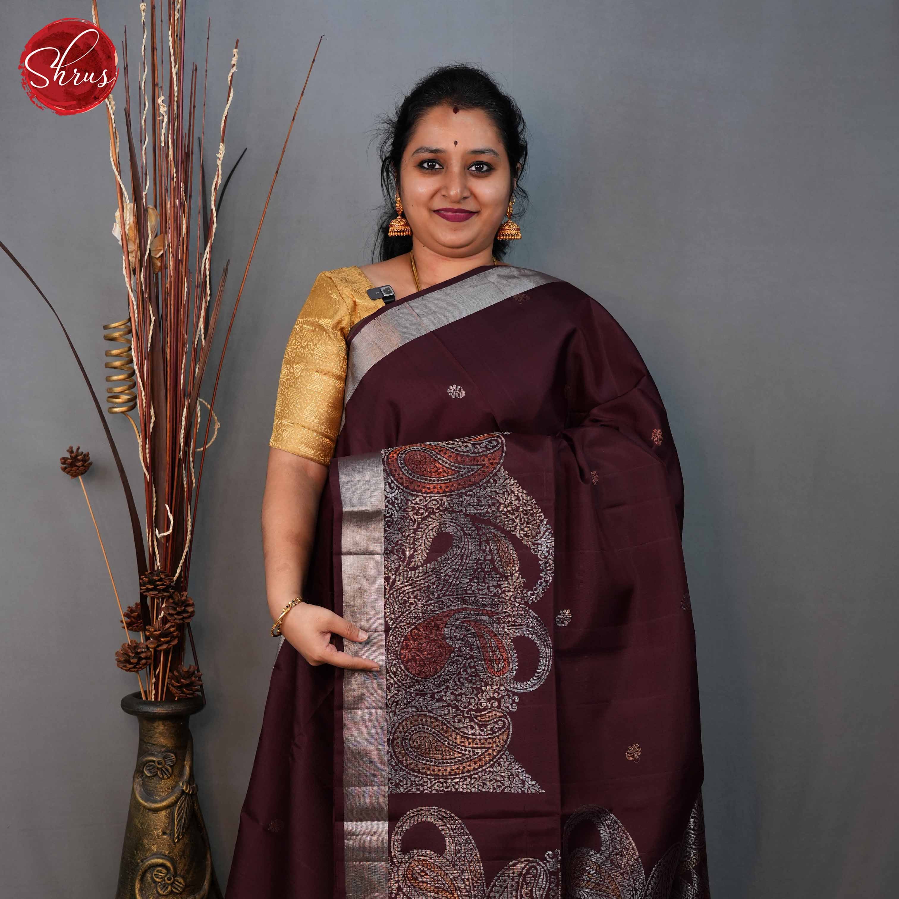 Brown(Single tone) - Soft Silk Saree - Shop on ShrusEternity.com