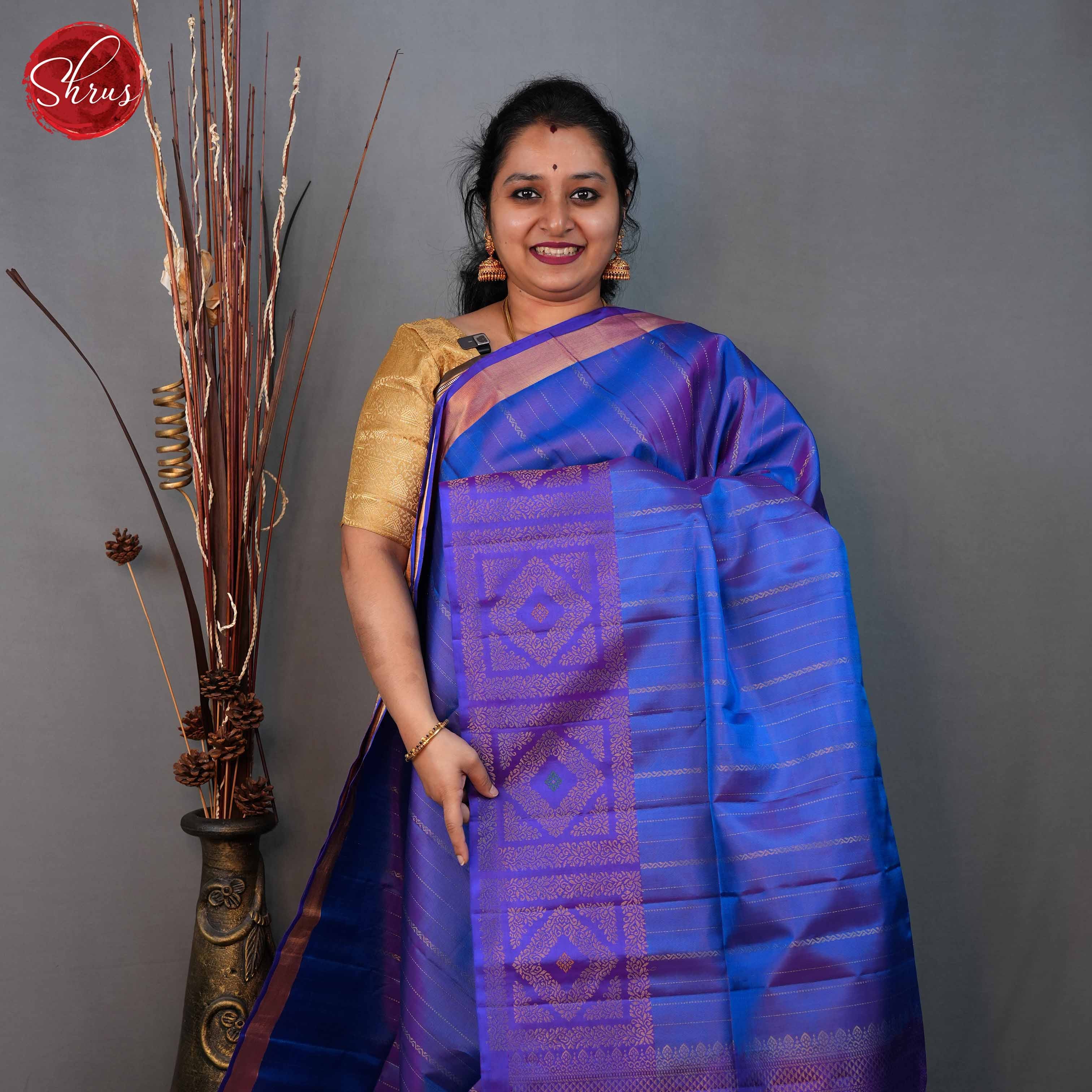 Blue and Purple- Soft Silk Saree - Shop on ShrusEternity.com