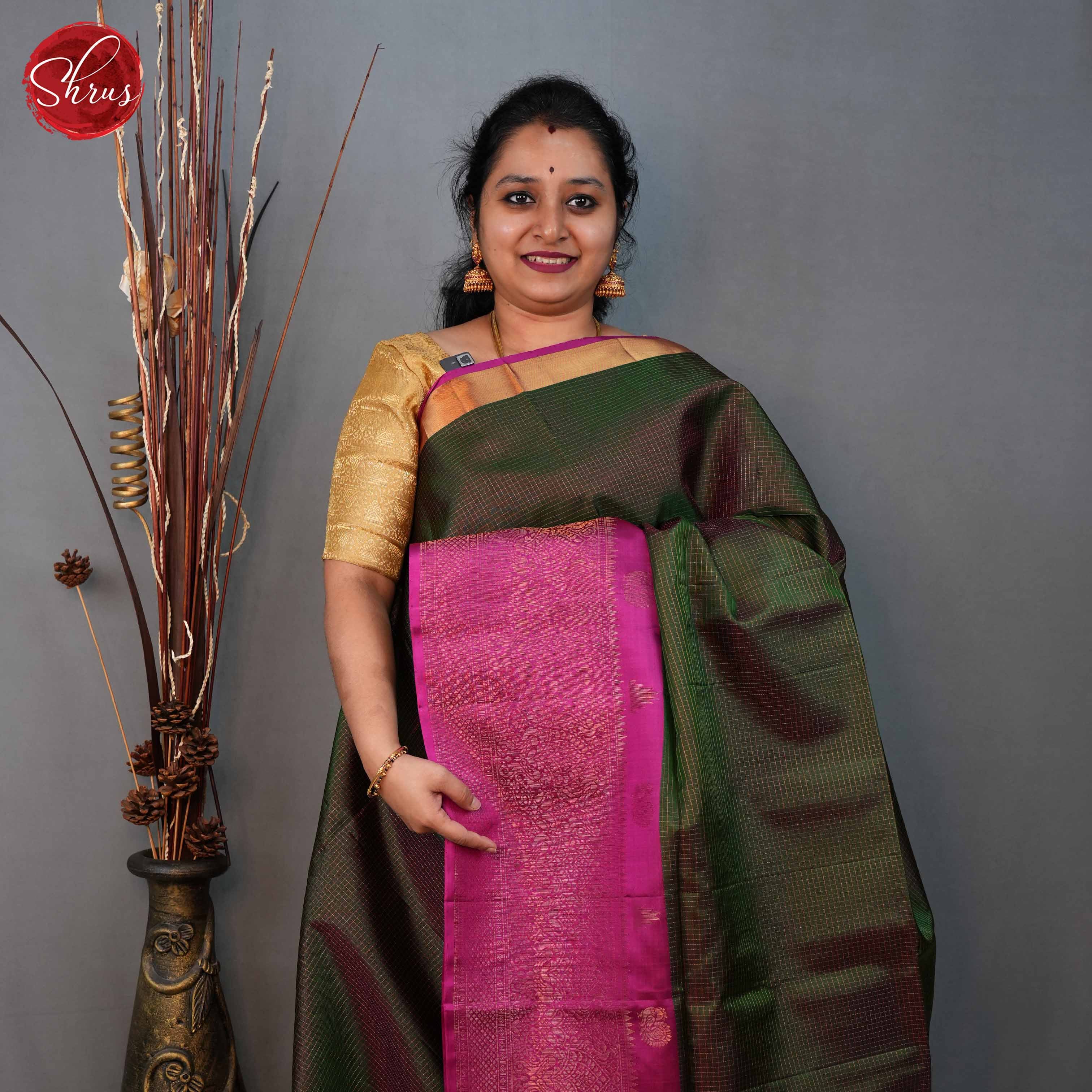 Green and pink- Soft Silk Saree - Shop on ShrusEternity.com