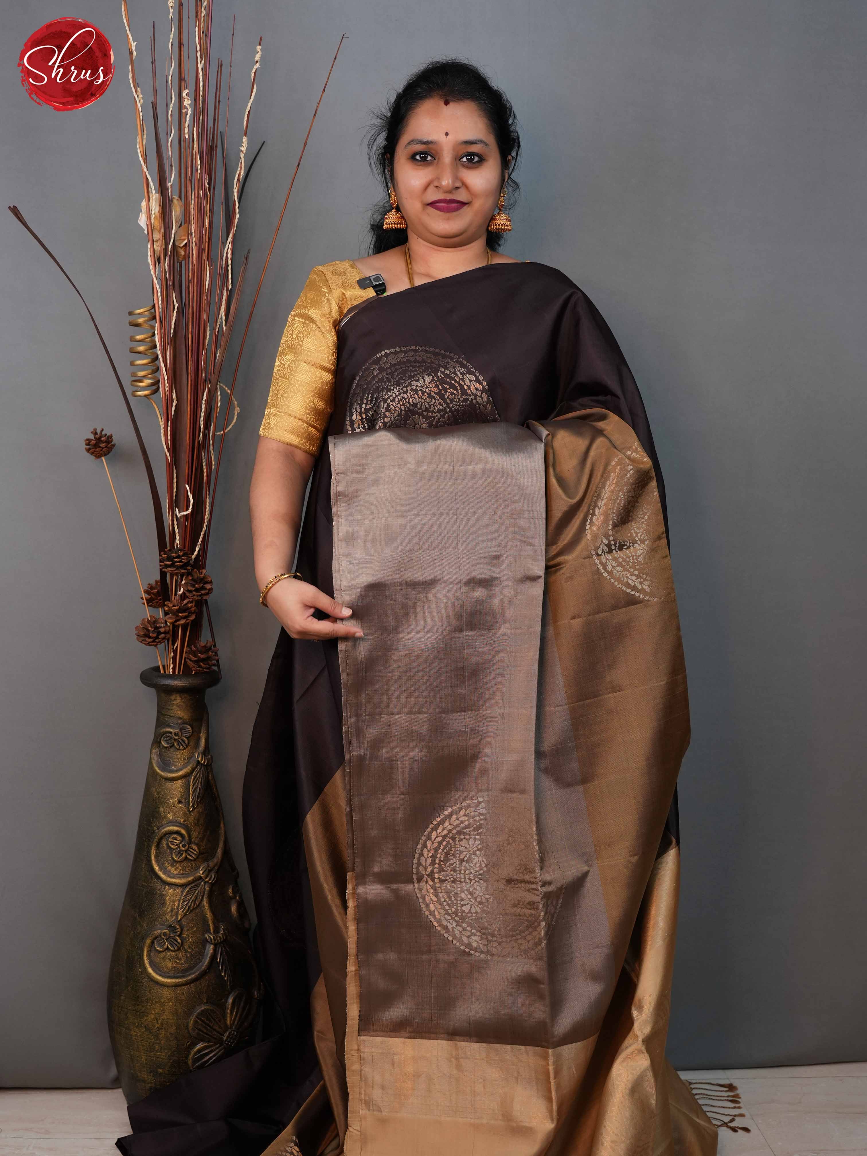 Brown and beige- Soft Silk Saree - Shop on ShrusEternity.com