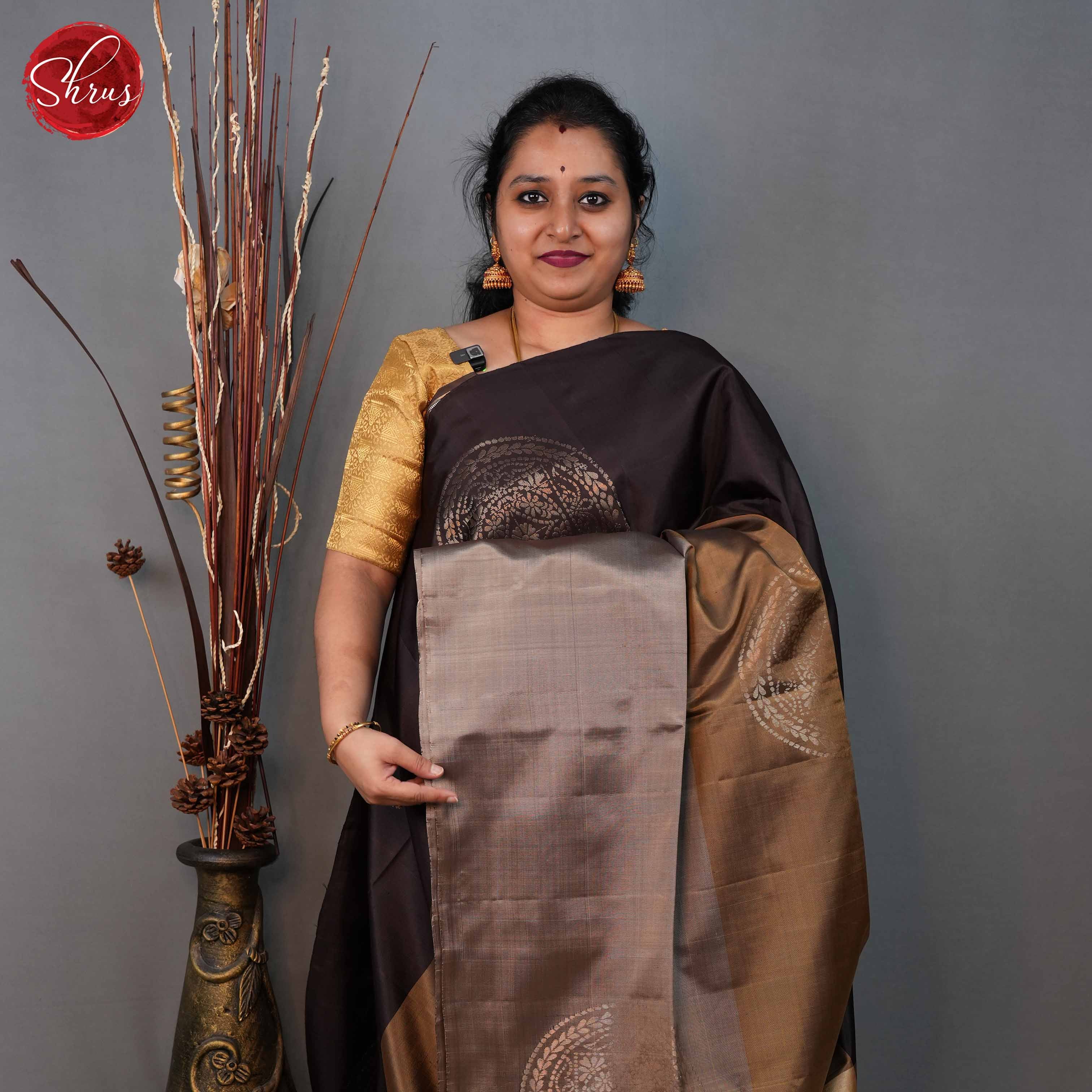 Brown and beige- Soft Silk Saree - Shop on ShrusEternity.com