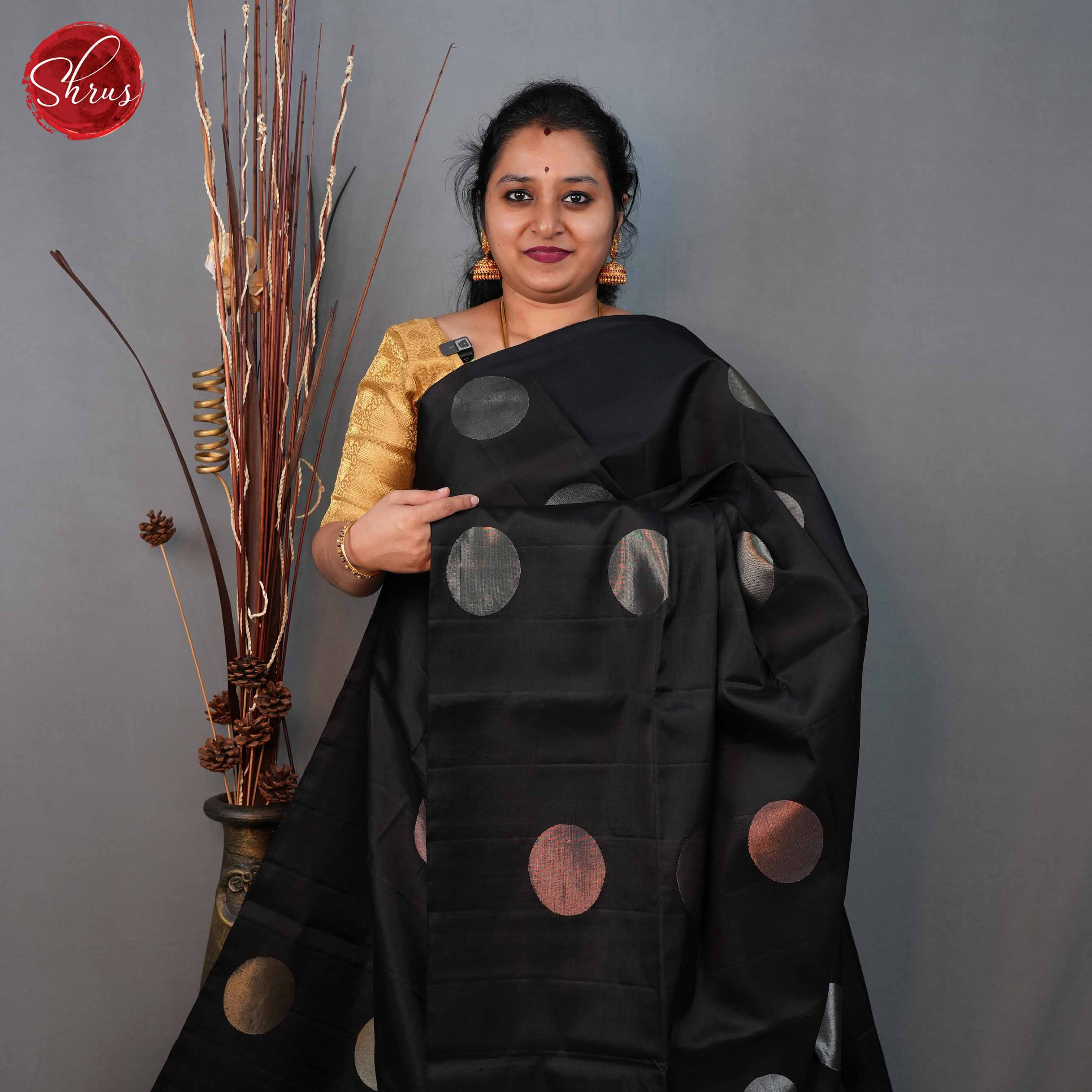 Black(Single tone)- Soft Silk Saree - Shop on ShrusEternity.com