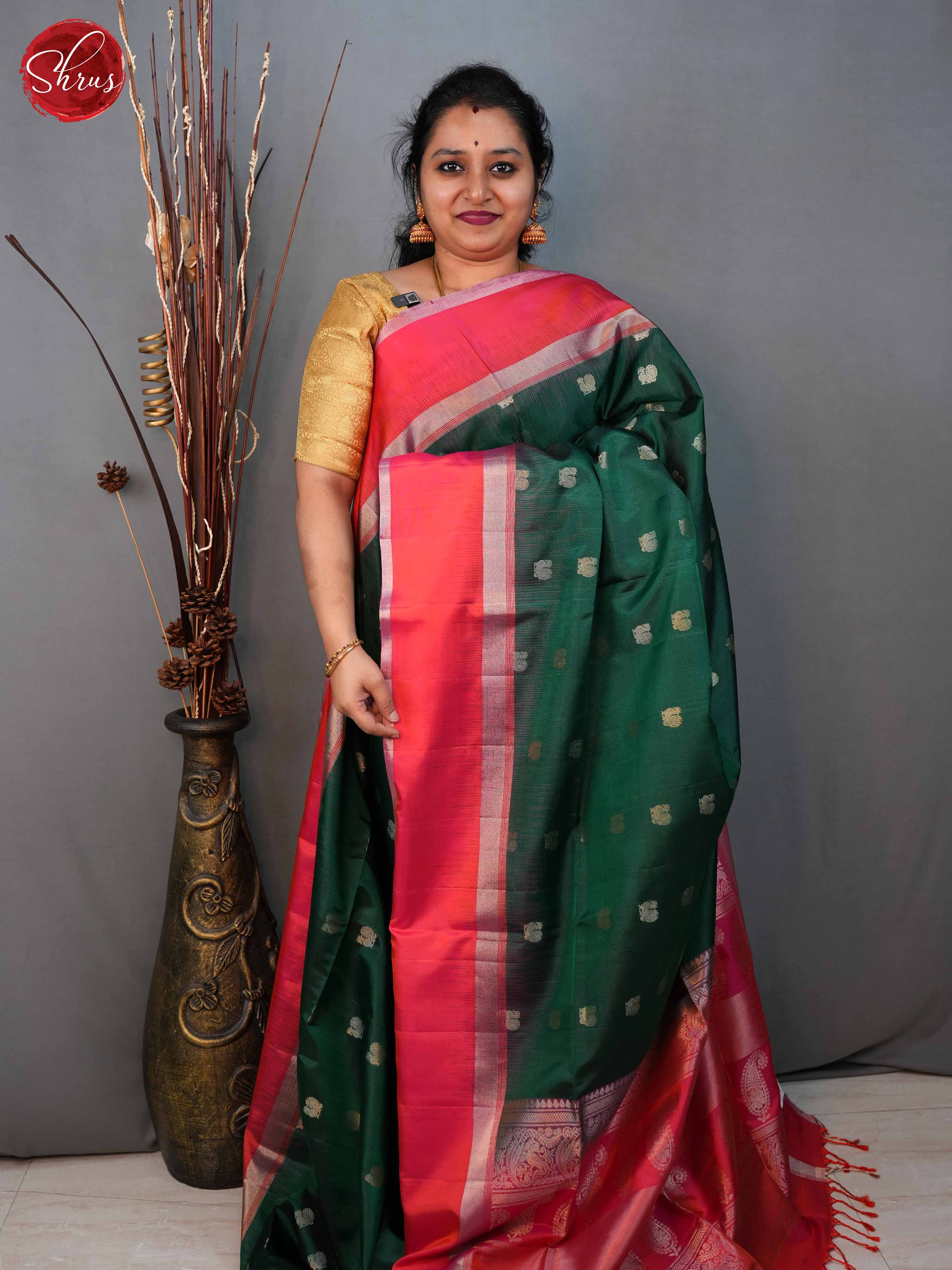 Green and Pink - Soft Silk Saree - Shop on ShrusEternity.com