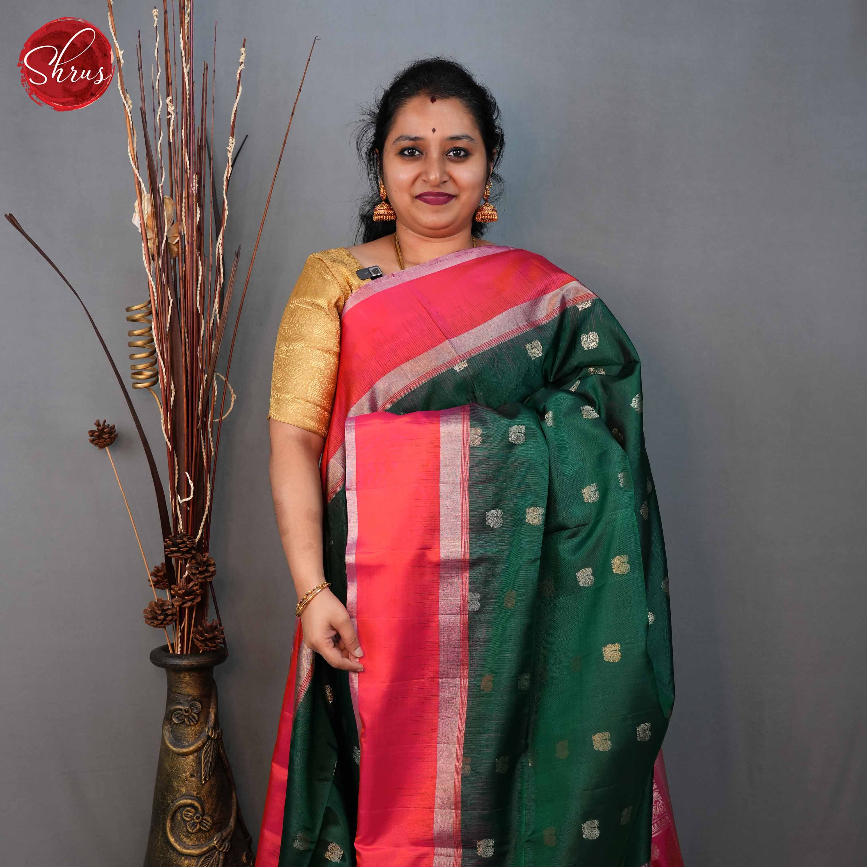 Green and Pink - Soft Silk Saree - Shop on ShrusEternity.com