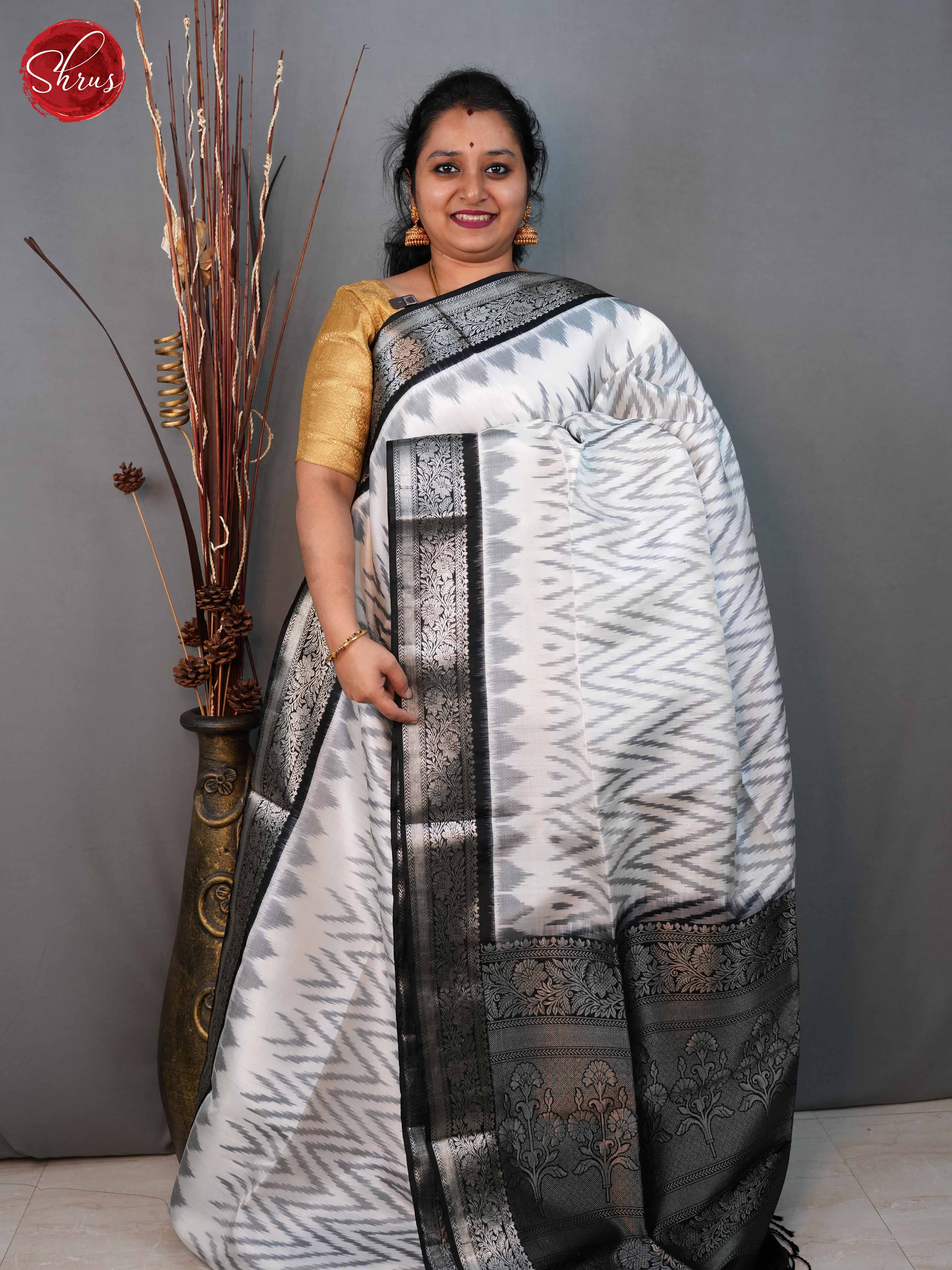 Cream and Black - Soft Silk Saree - Shop on ShrusEternity.com