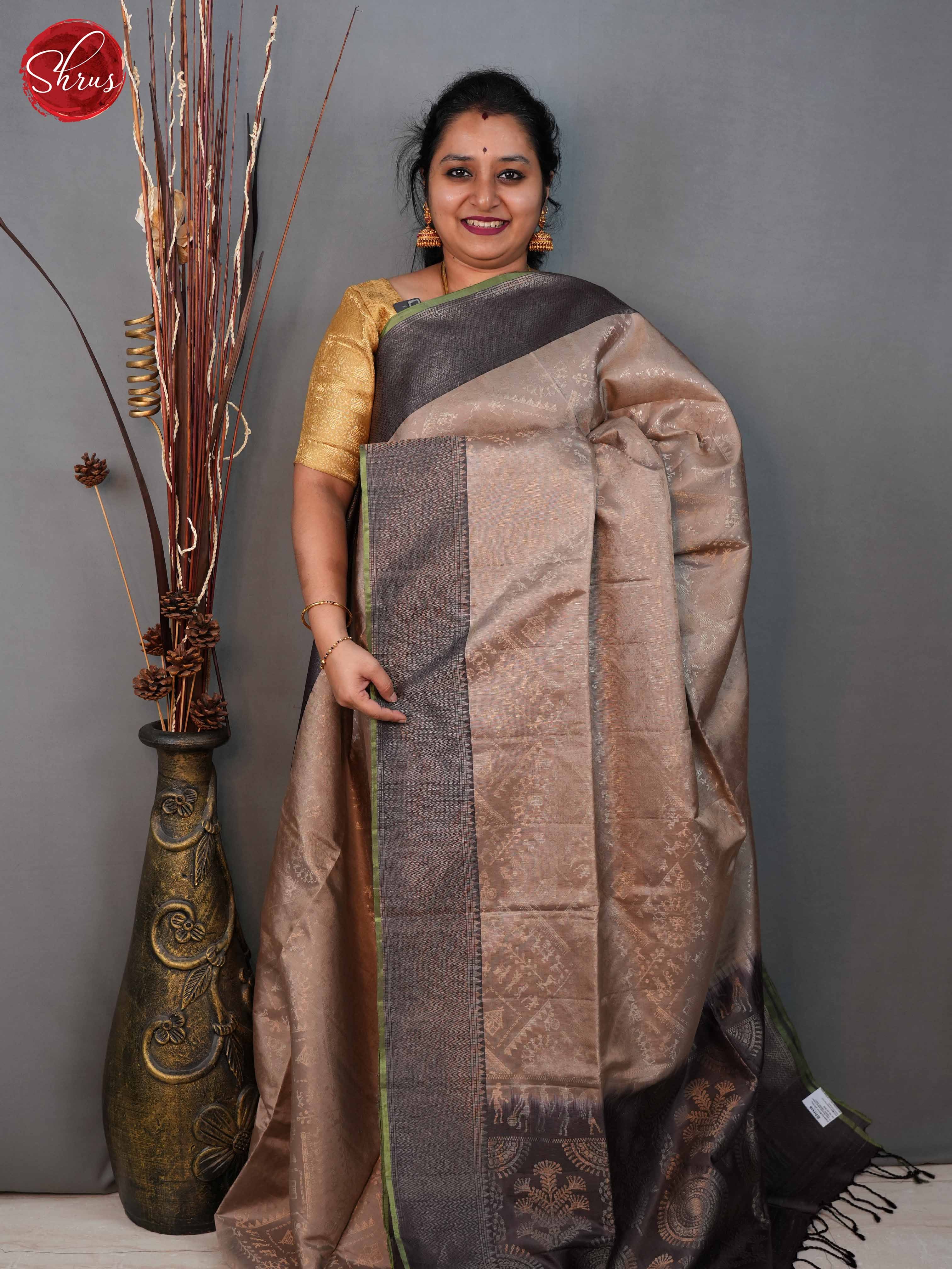 Light brown and brown- Soft Silk Saree - Shop on ShrusEternity.com